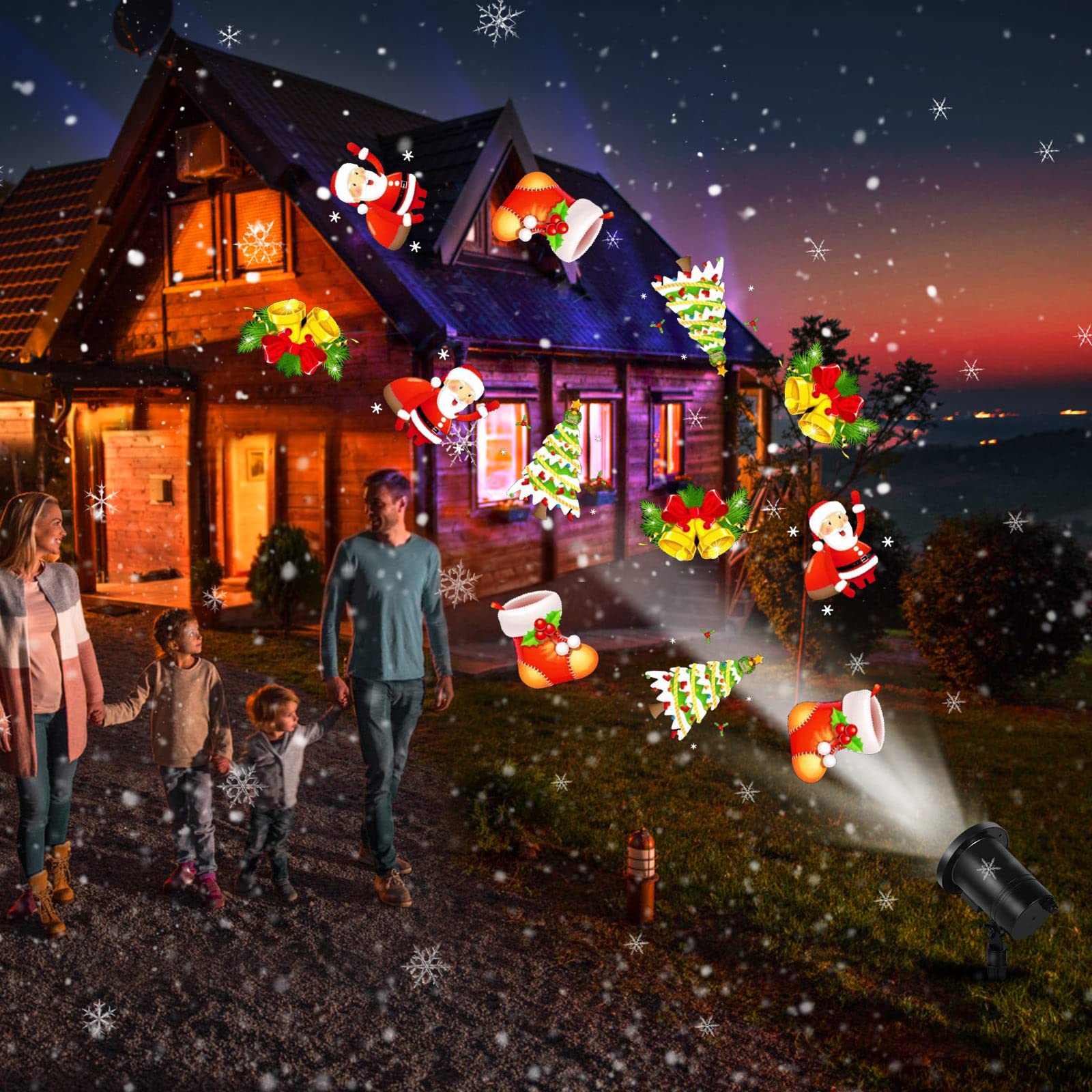 Christmas Projector Light Outdoor Waterproof Dynamic Santa Claus Projection Lamp Adjustable LED Landscape Lighting for Christmas Xmas Holiday Party 3