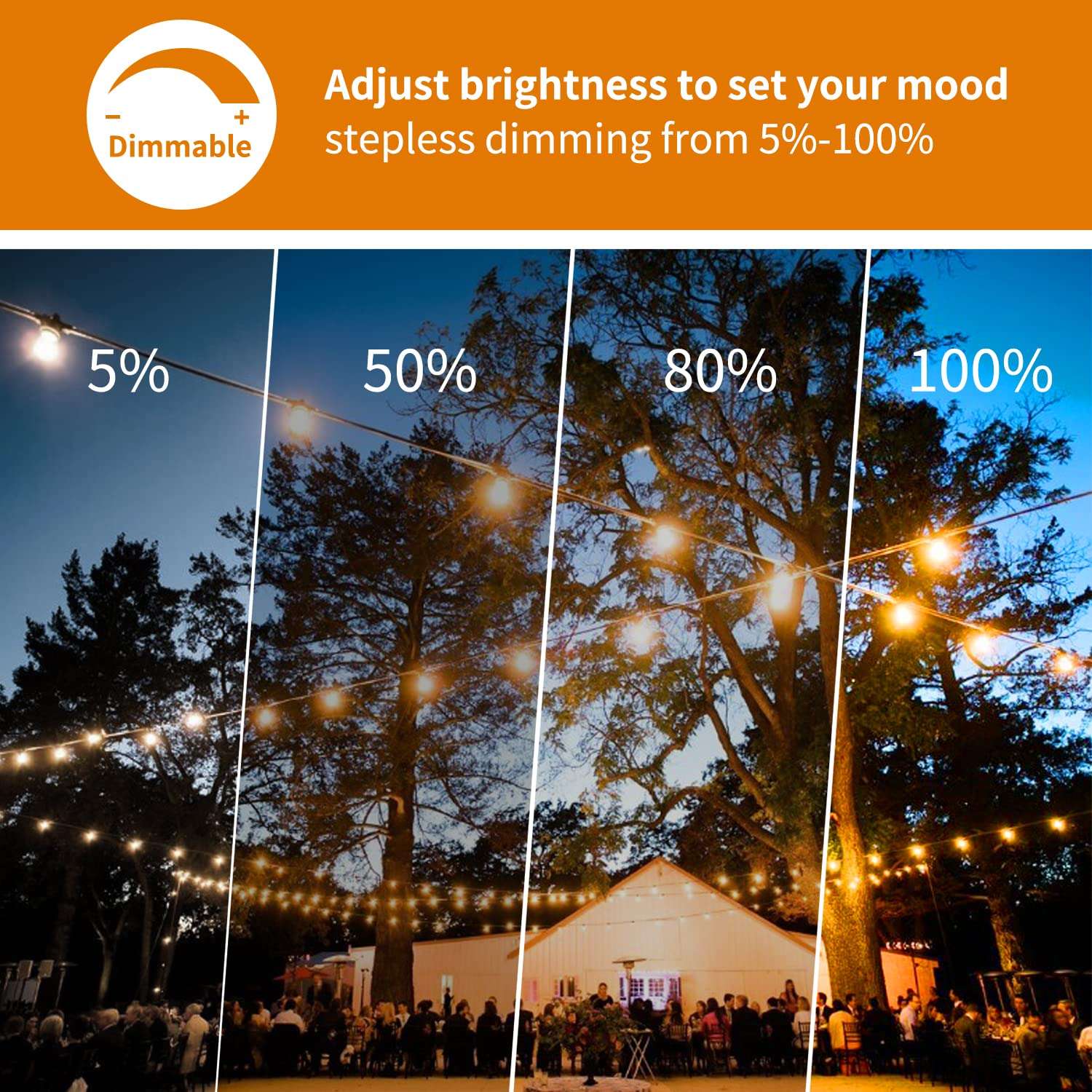 RTTY Outdoor String Lights,400FT G40 Led Patio Lights and 50FT ST38 Solar String Lights with Remote 5