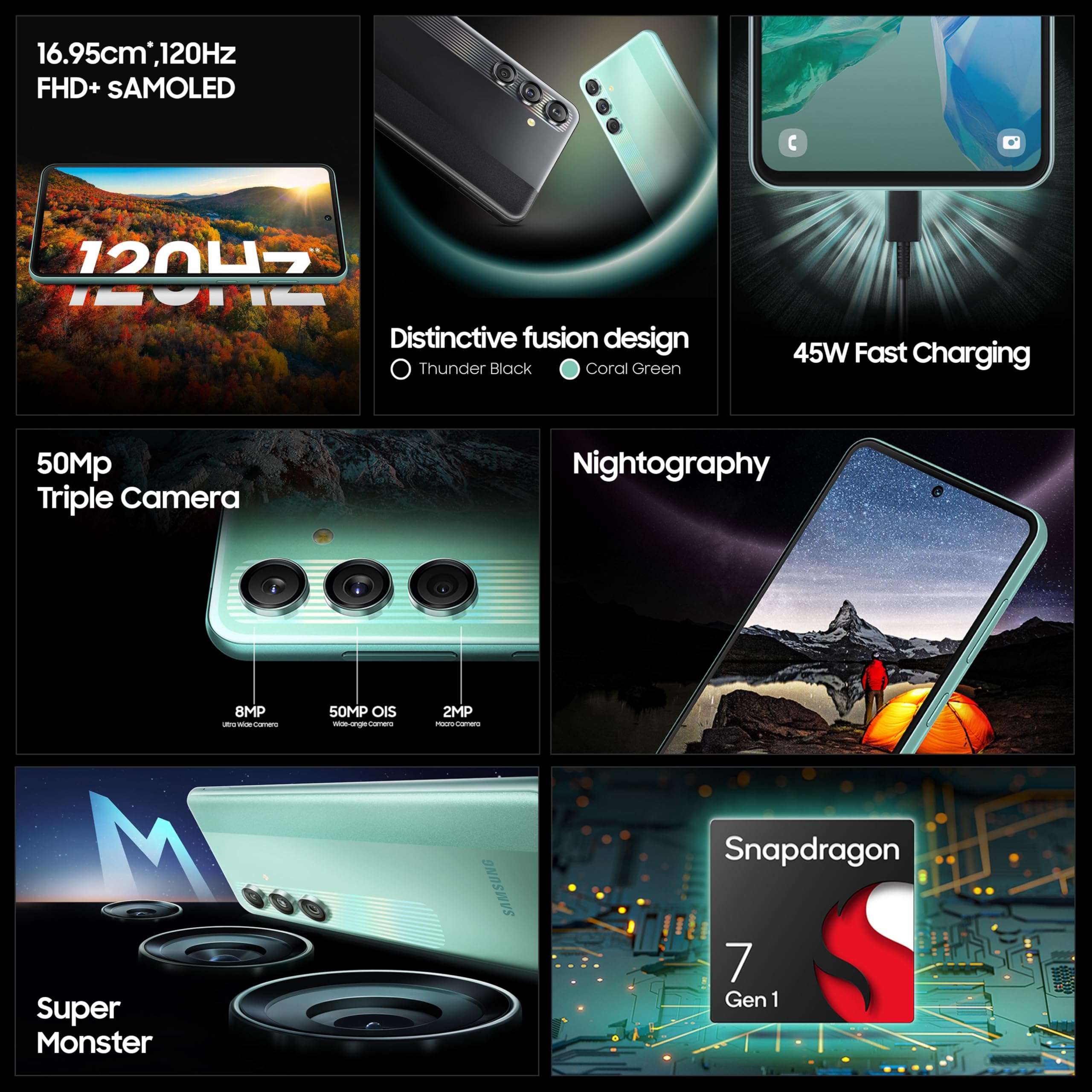 Samsung Galaxy M55s 5G (Thunder Black,8GB RAM,128GB Storage) | 50MP Triple Cam| 5000mAh Battery| Snapdragon 7 Gen 1 | 4 Gen. OS Upgrade & 5 Year Security Update| Super AMOLED+ Display| Without Charger 3