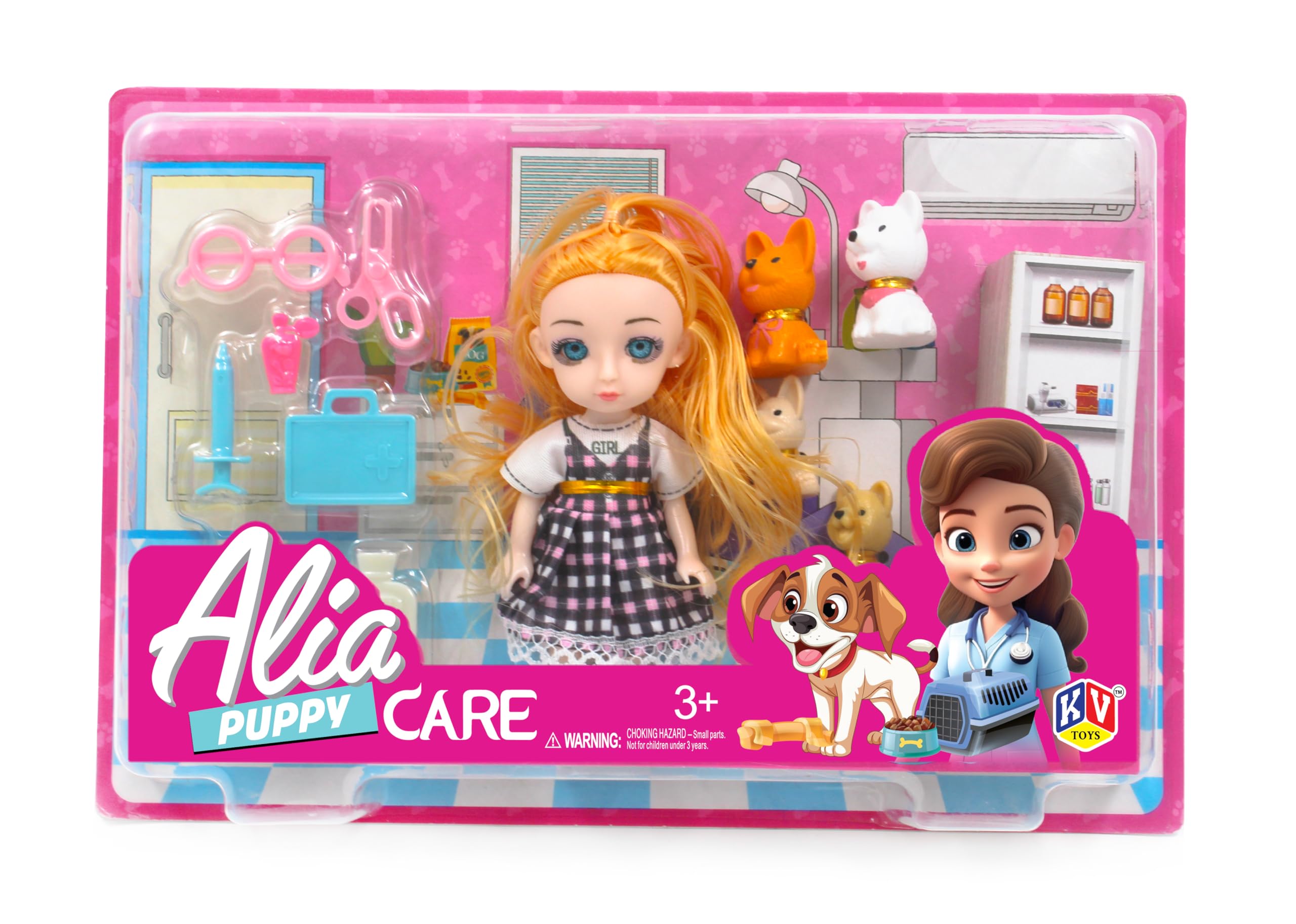 K. V. TOYS Alia Puppy Care Doll Set | Cute Puppy Theme with Accessories, Pretend Role playset with Medical equipments | Suitable for 3+ Years 4