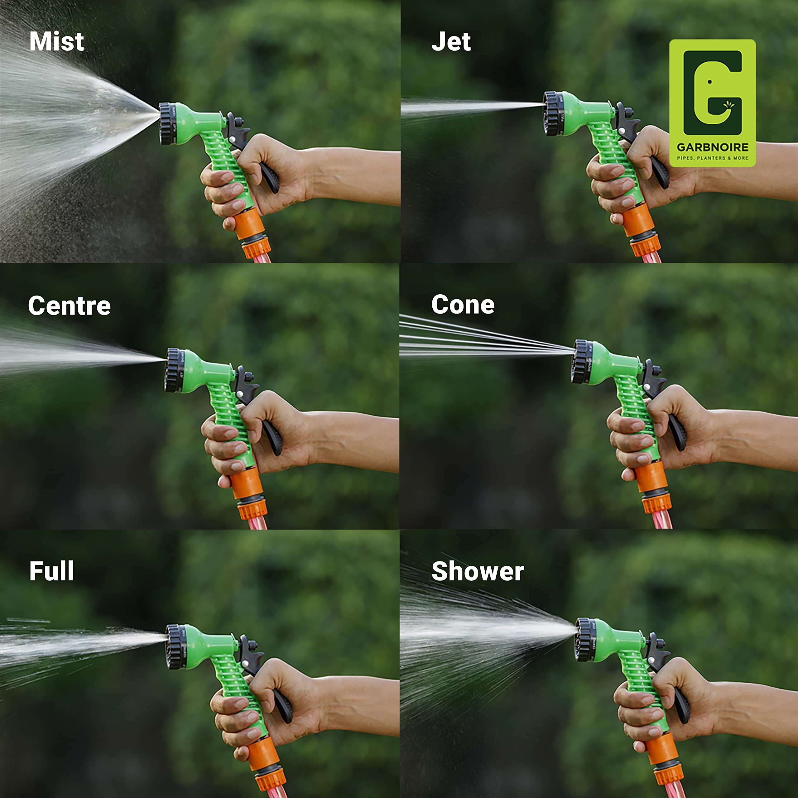 Garbnoire 15M 0.5 Inch Pvc Heavy Duty Yellow Garden Pipe | Lightweight, Durable & Flexible Garden Hose With Garden Accessories Like Hose Quick Connector, Tap Adapter & Water Spray Gun (Nozzle) 6