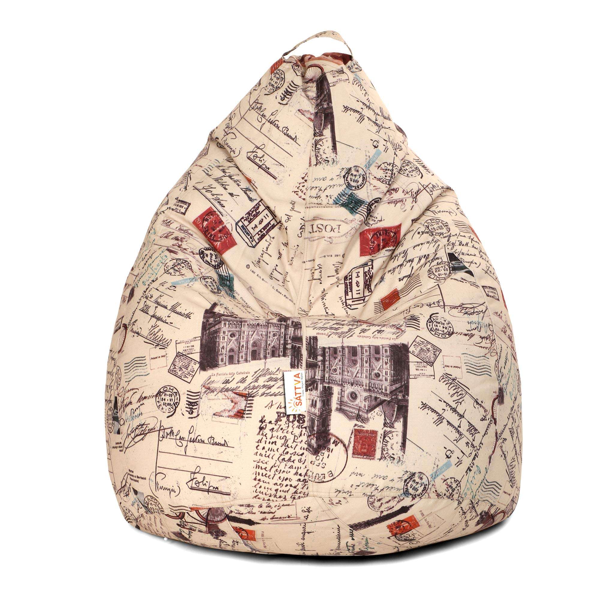 Sattva Classic Vintage XL Bean Bag Cover Without Beans - Stamps 1