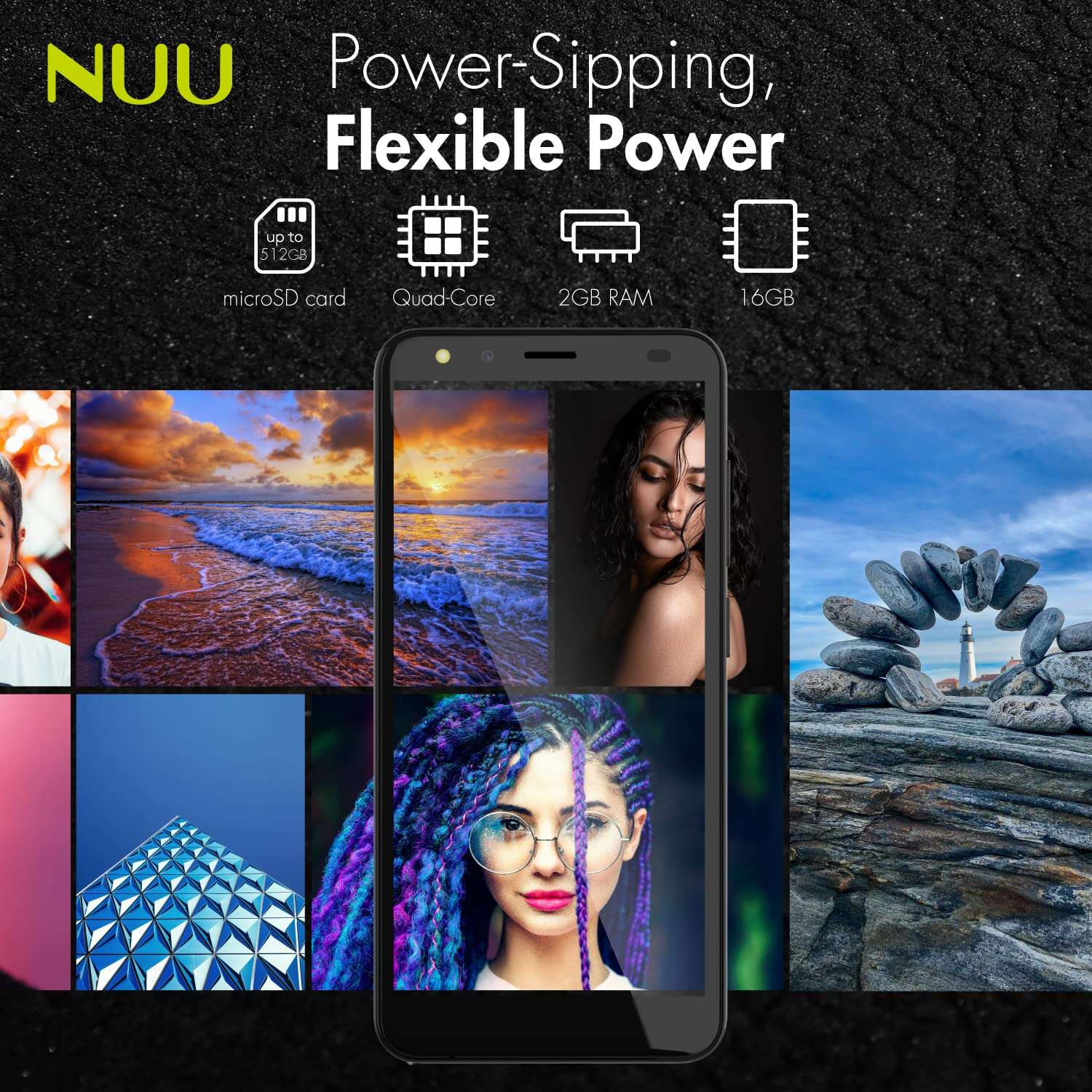NUU A11L | Unlocked 4G LTE Smartphone|5.45'' HD Display | 16GB + 2GB RAM | 2500 mAh Battery | Android 11 Go Edition | Compatible with Verizon and T-Mobile 5