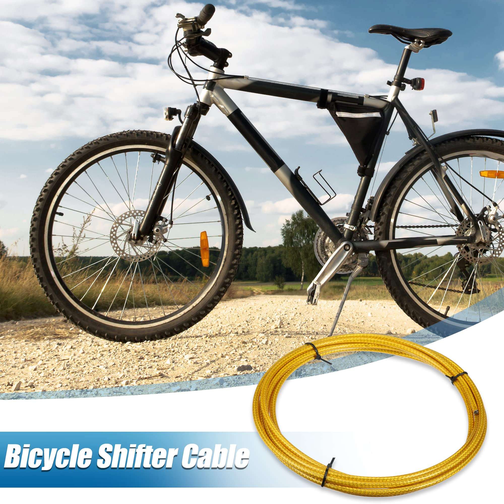 X AUTOHAUX Bicycle Shifter Cable Bike Brake Shifter Cable Brake Line Tube Cycling Accessories Gold Tone 3