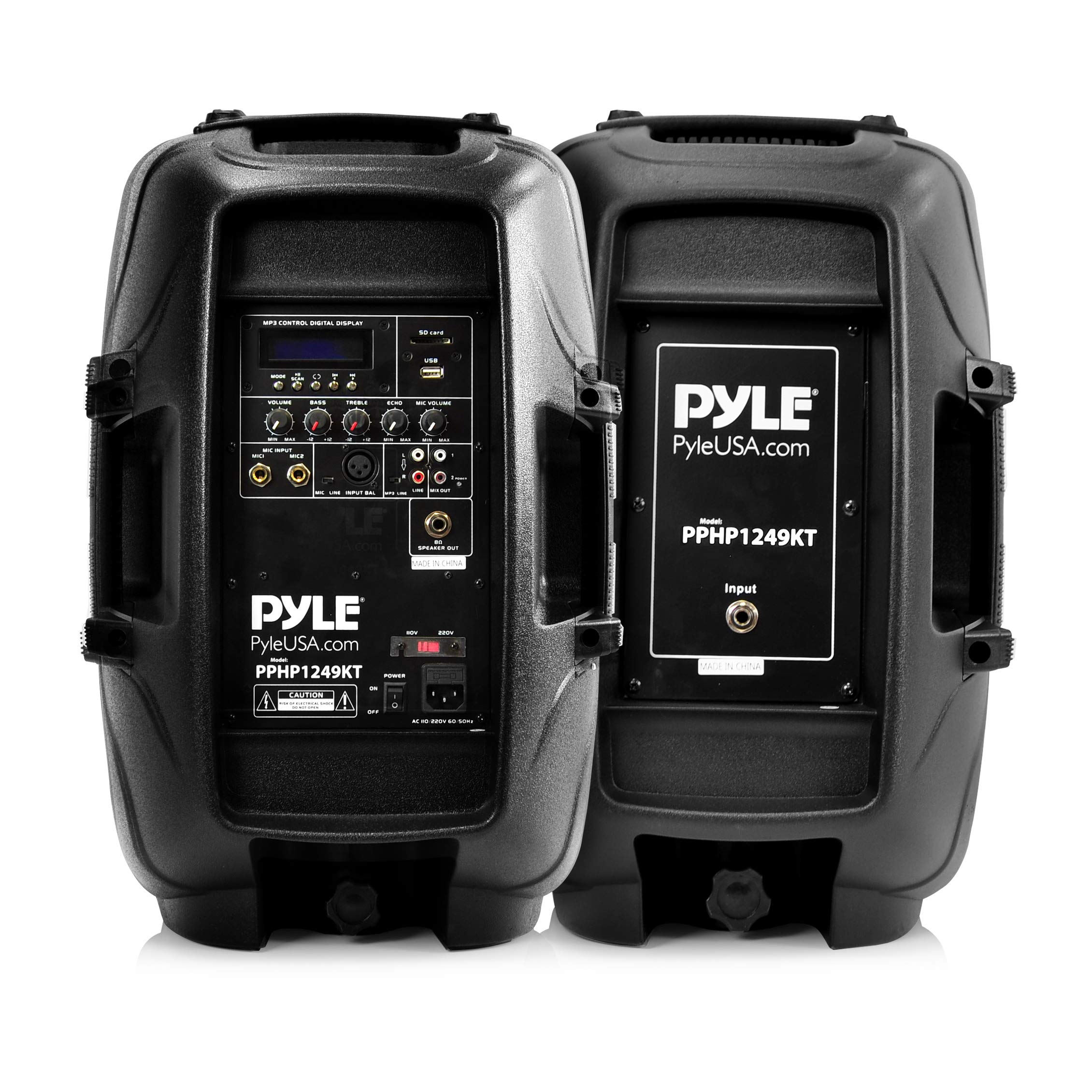 Pyle 1800W Bluetooth Wireless Portable PA System with 12" Subwoofers + Pyle 2-Channel VHF Wireless Microphone System 5