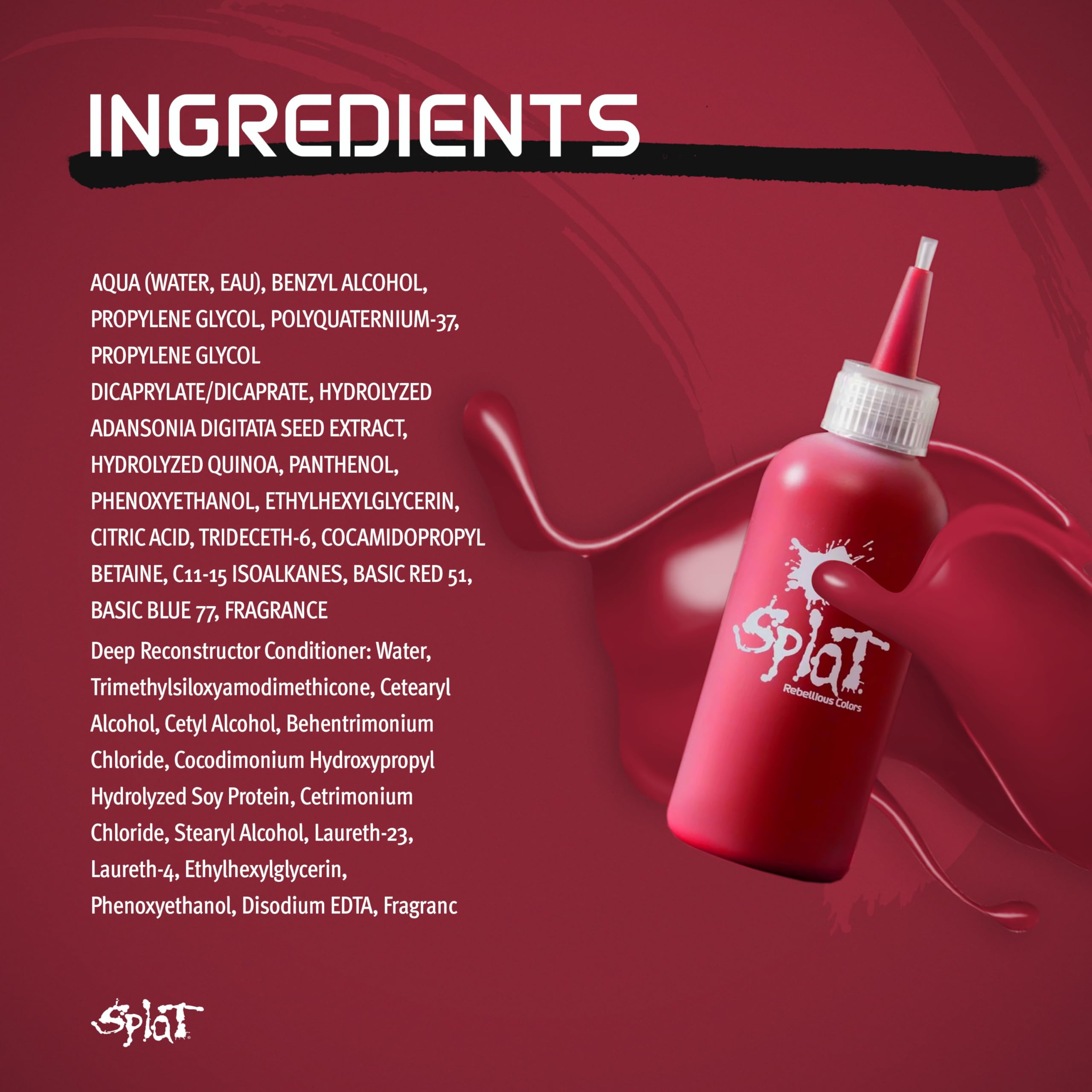 Splat Midnight Scarlet Semi Permanent Hair Dye Kit, 1 Application, Includes Deep Reconstructor Conditioner, Lasts 30 Washes, No Bleach Required, Vegan & Cruelty Free Hair Color 6