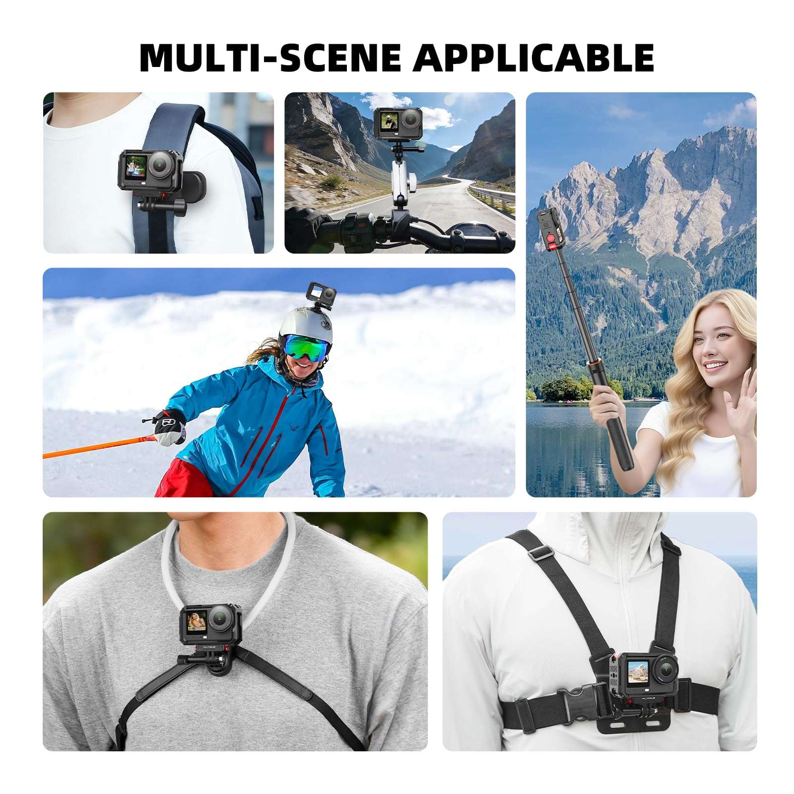 BRDRC Action 6 Camera Cage + Screen Protector+ Carrying Case (for Frame) Accessories Kit, Protective Metal Cage Portable PU Hard Bag Tempered Glass Lens Film for DJI Osmo Action 6 Protective Bundle 4