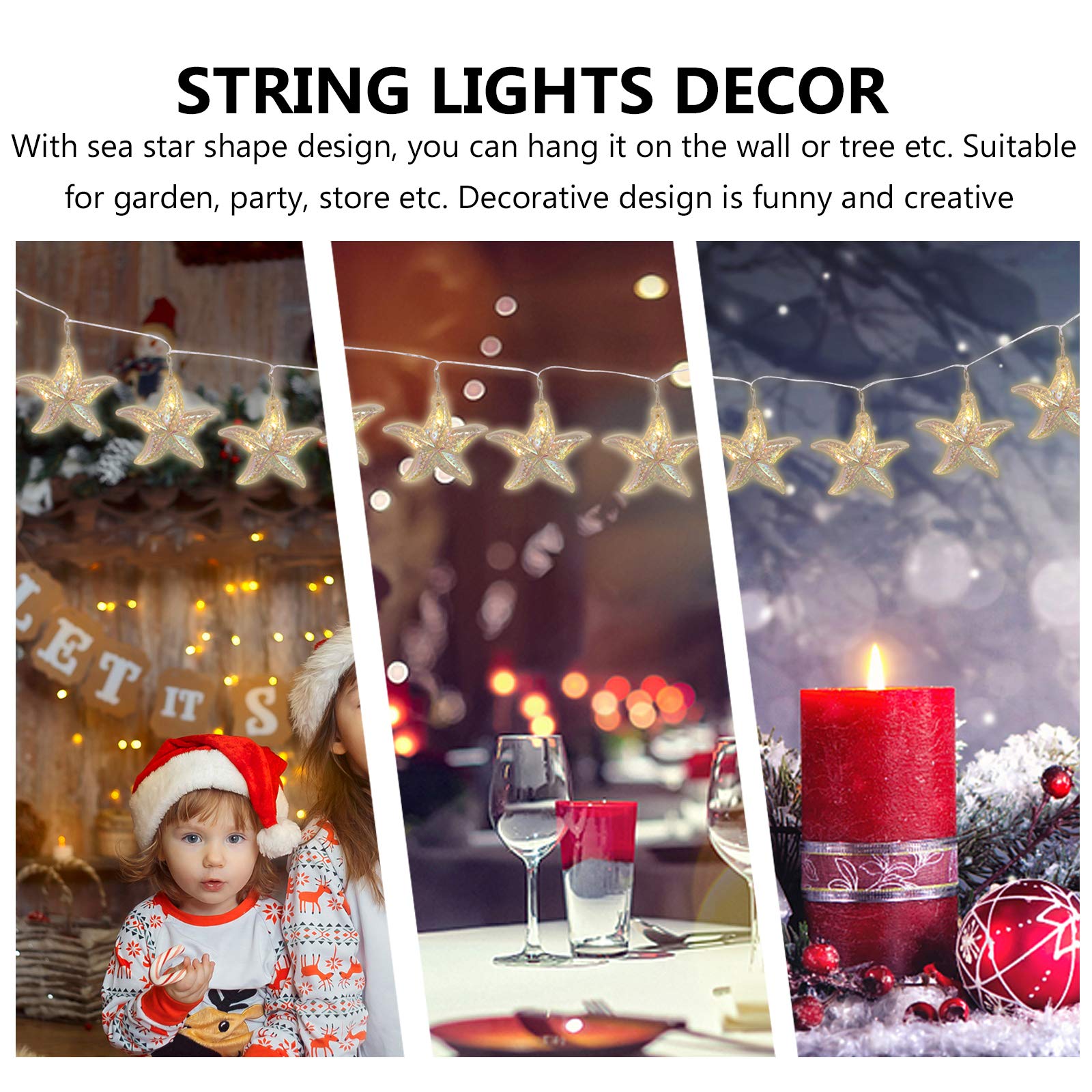 OSALADI 1 Set Sea Star Shape String Light LED Hanging Lamp Decor Without Battery 4