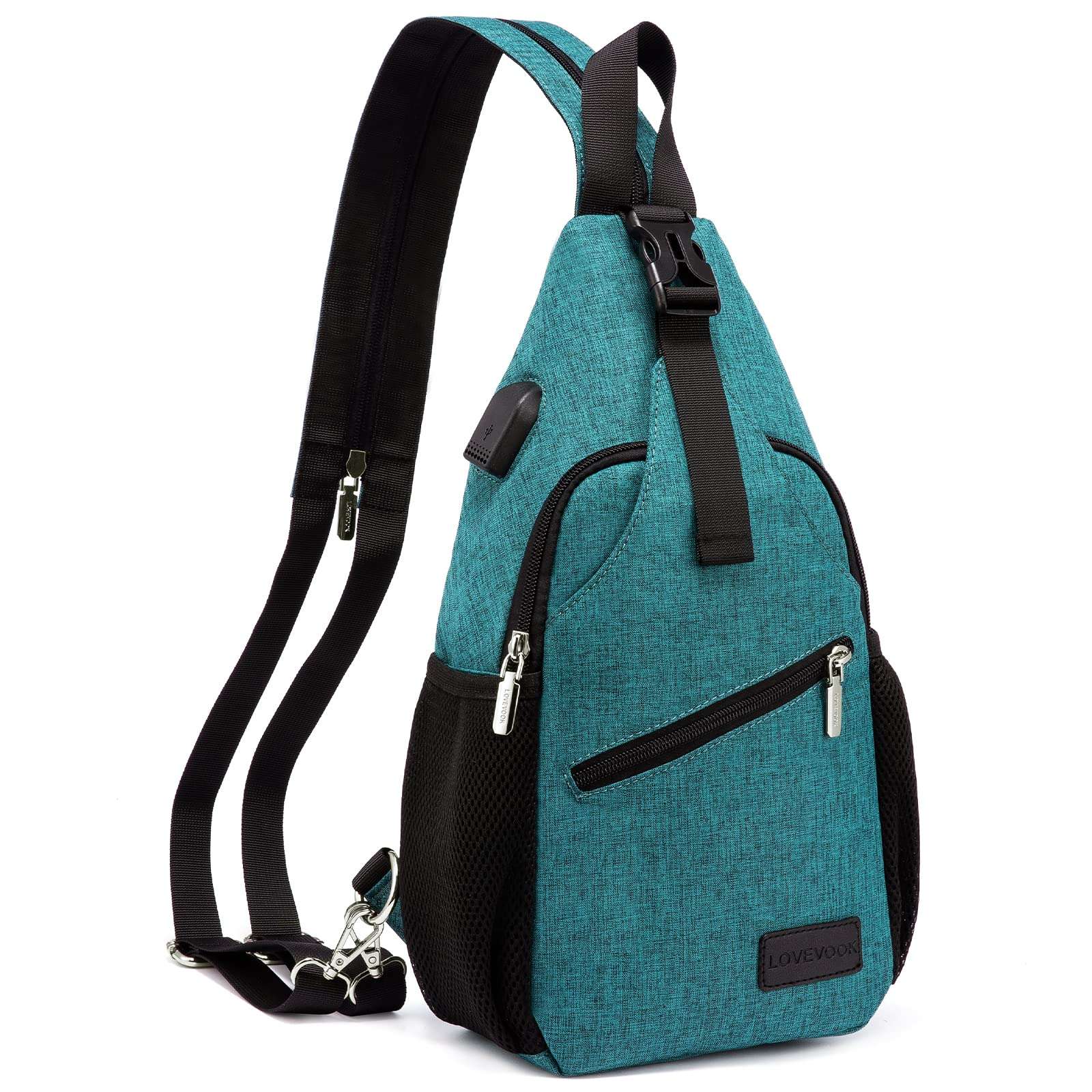 LOVEVOOK Sling Bag for Women Casual Daypack Nylon Crossbody Sling Backpack Travel Shoulder Bag Hiking Daypack (Green) 3