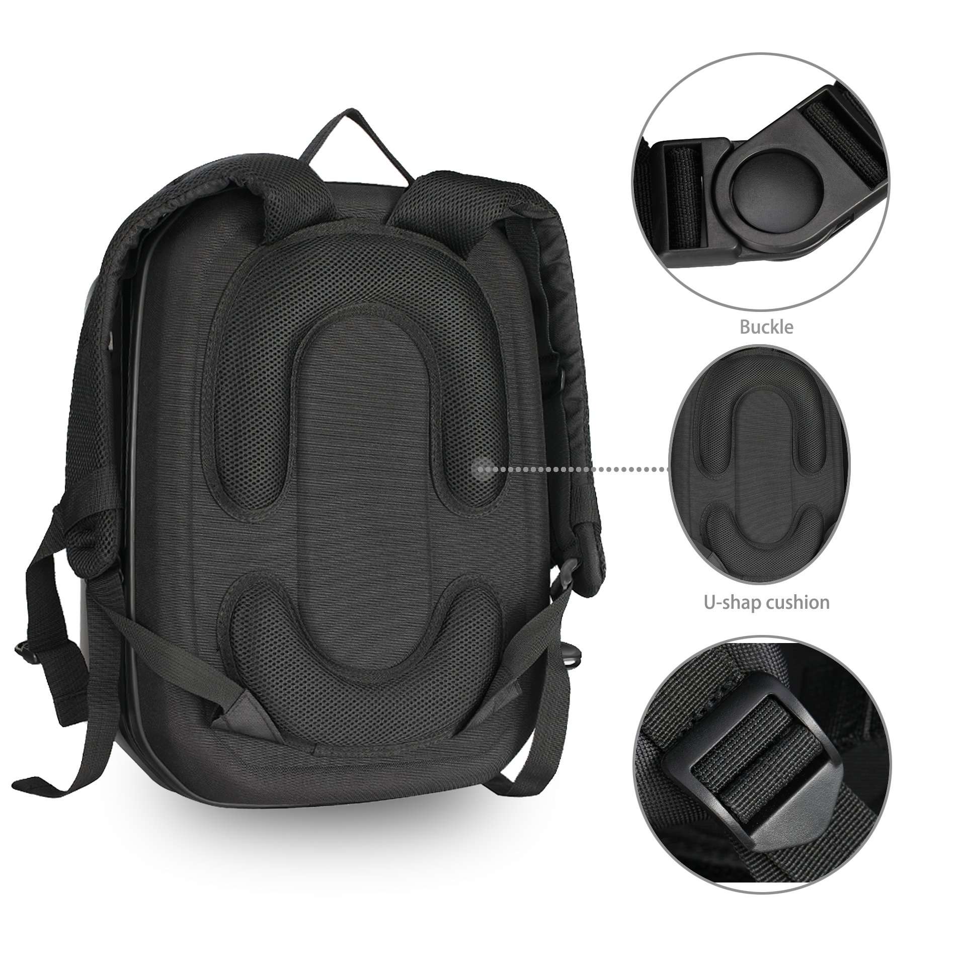 DJI Phantom 4 Backpack, Airhornet Hardshell Protective Waterproof Carrying Backpack Case Traveling Backpack for DJI Phantom 4/Standard/Professional/Advanced, Black 4