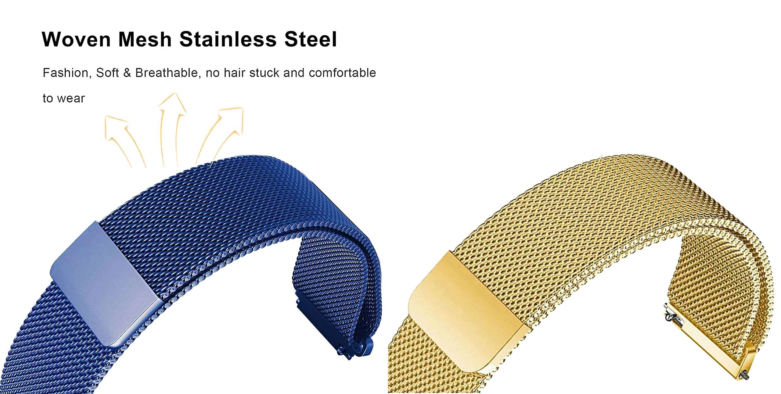 ACM Pack of 2 Watch Strap Magnetic Loop Compatible with Noise Colorfit Pro 4 Alpha Smartwatch Metal Chain Band (Blue/Champagne Gold) 5