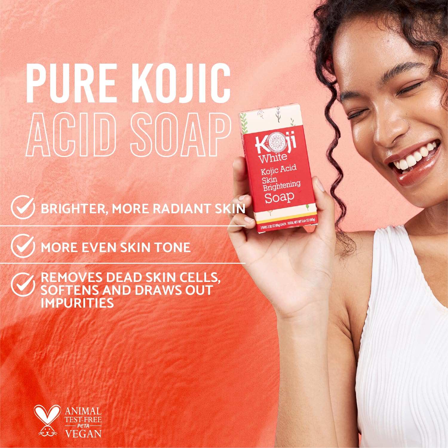 Koji White Pure Kojic Acid Soap | Glycerin Soap Bar for Gentle Skin Brightening and Exfoliation with Tea Tree, Coconut Oil, Hyaluronic Acid & Vitamin C, Vegan, 2.82 oz 5