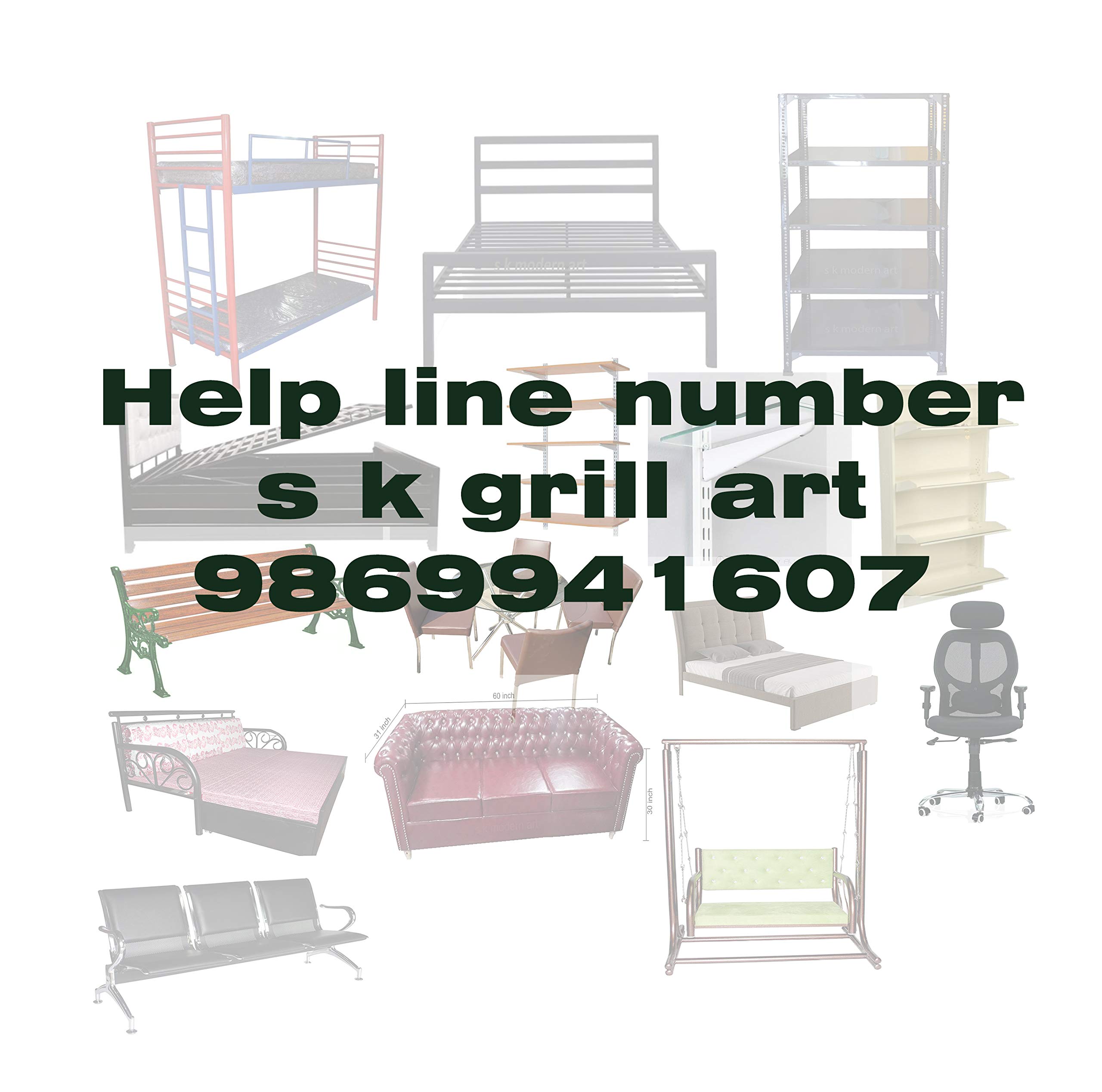 s k grill art Wrought Iron Twin Bunk Bed Without Mattress ((4 x 6.25) + (6 x 6.25) feet, Silver Powder Coated) 3