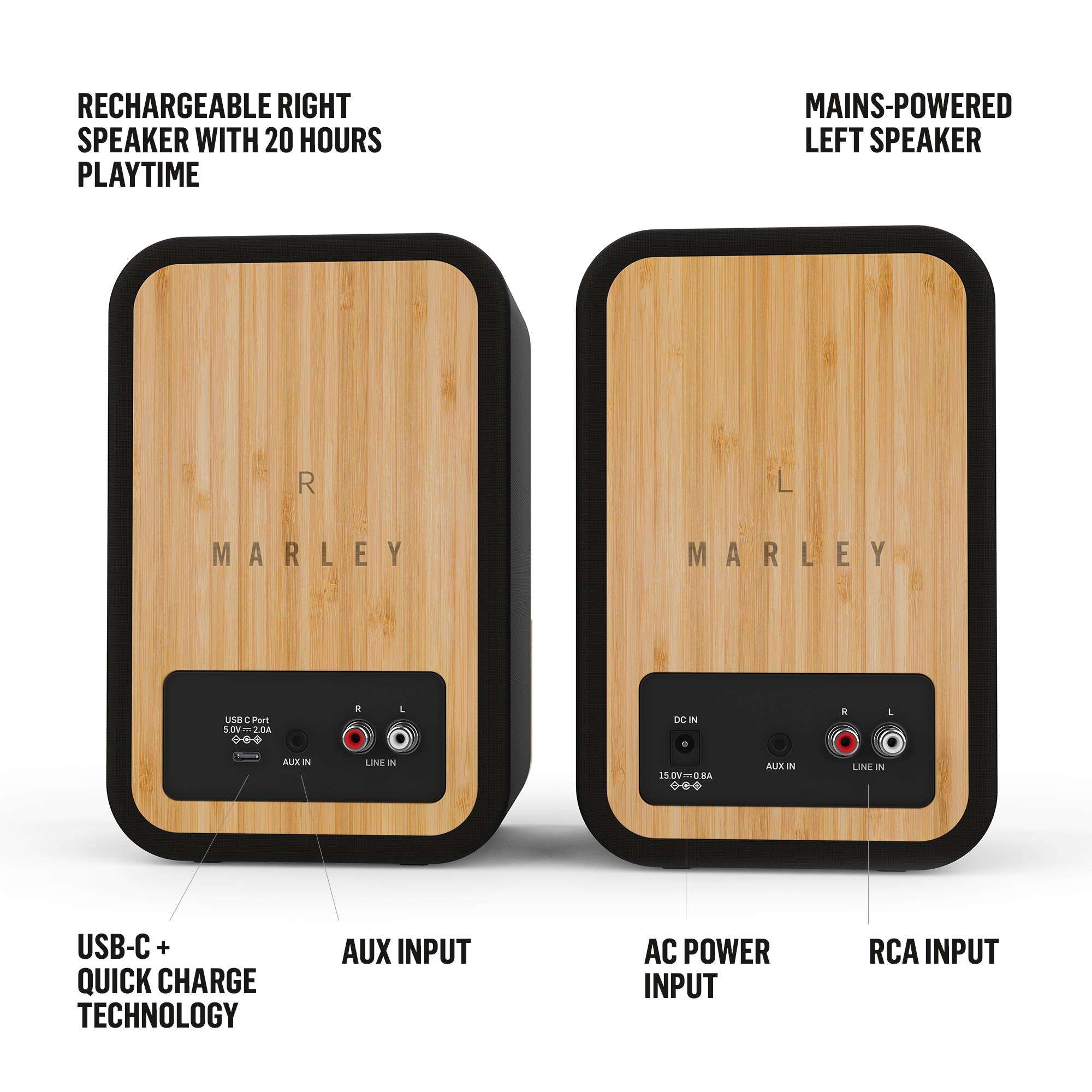 House of Marley Get Together Duo, Powerful Bookshelf Speakers with Wireless Bluetooth Connectivity and Sustainable Materials 5