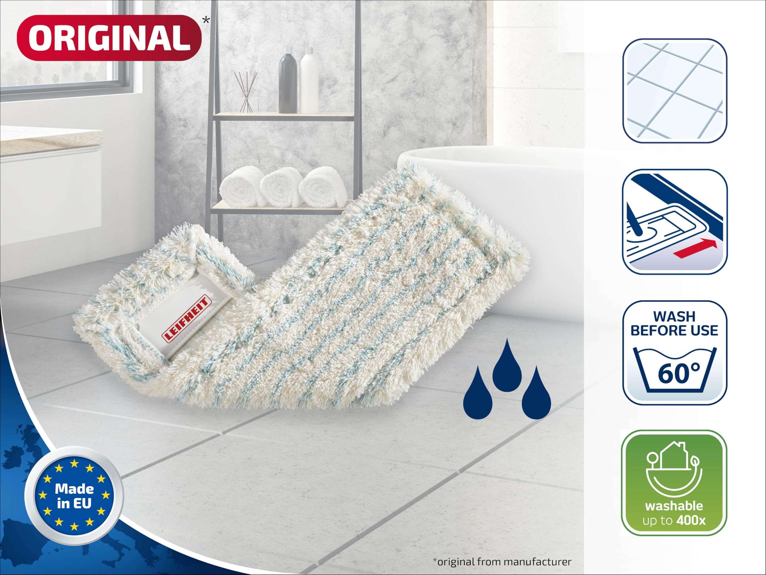 Leifheit Floor Wiper Cover Profi XL Cotton Plus. Wiping Width 42 cm 4