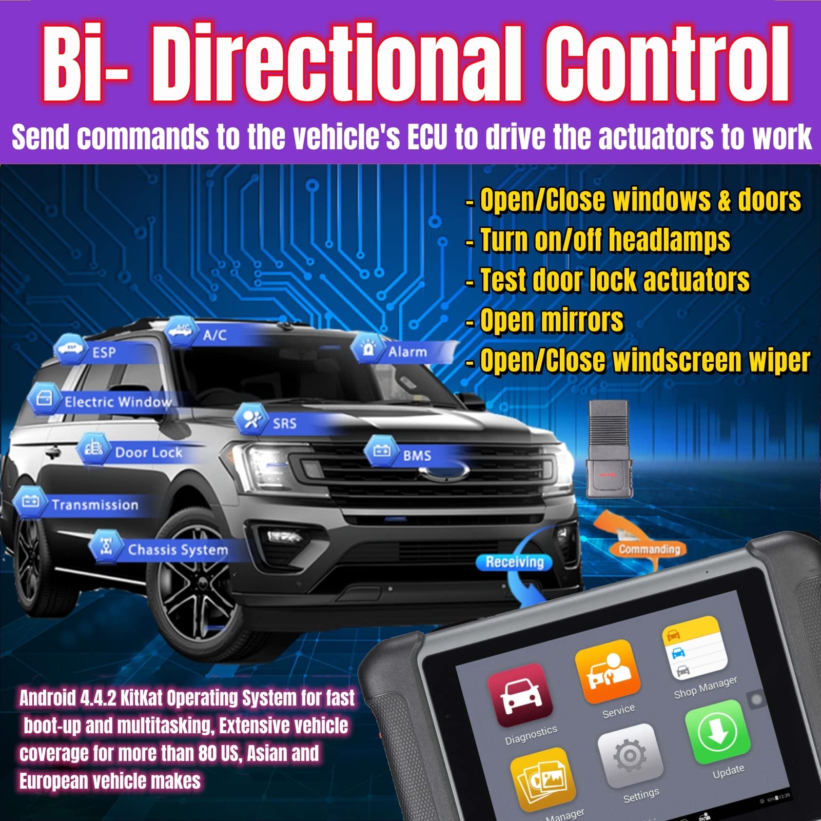 Autel MaxiSys MS906S Vehicle Diagnostic Tablet, Version Advanced MS906 MS906BT MK900BT Wireless OBD2 Scanner, 31+ Service Functions, Compatible with BT506 MV108 5
