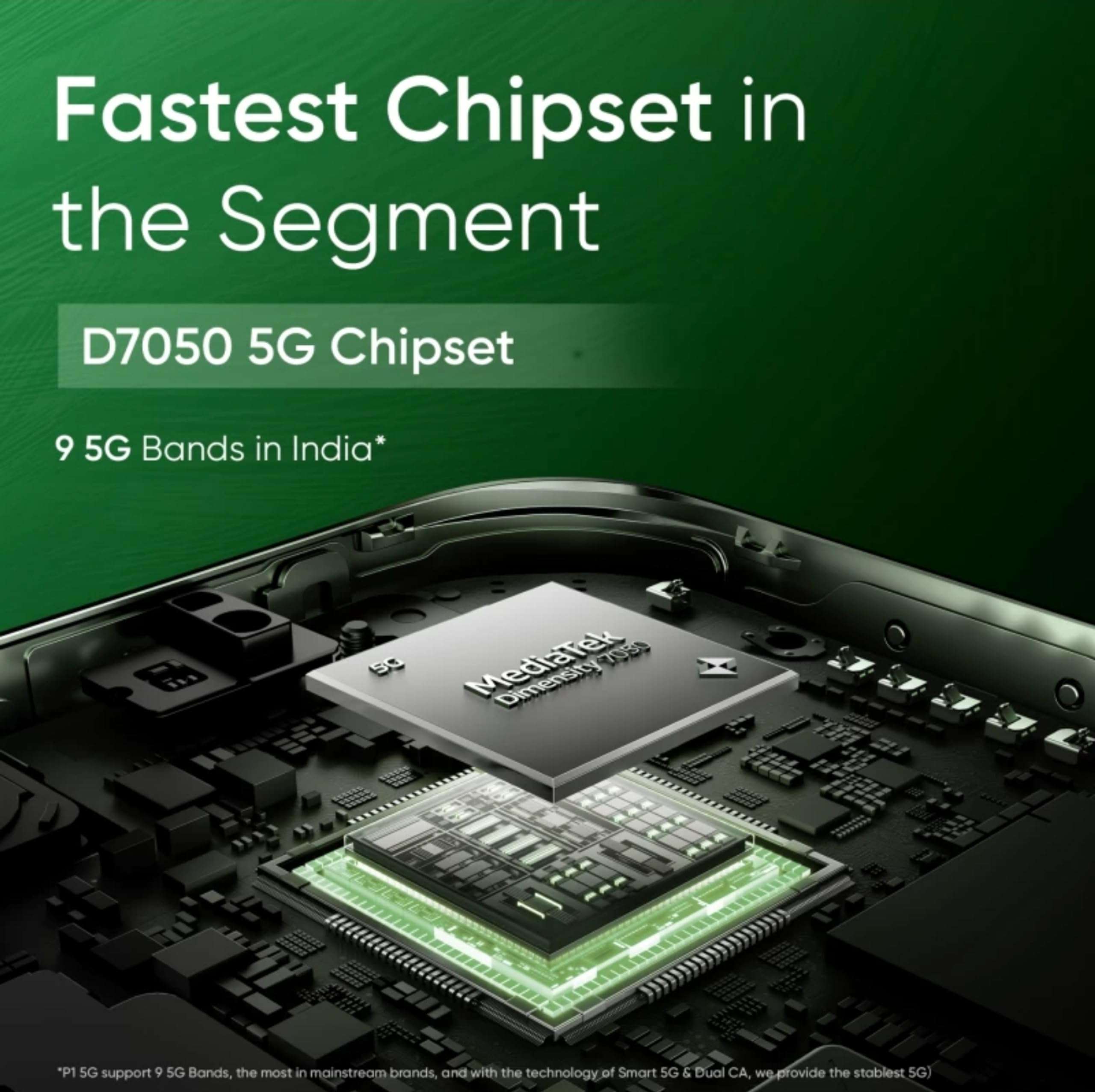 realme P1 5G (Peacock Green, 8GB RAM, 256GB Storage) | Up to 6GB + 6GB Dynamic RAM | Dimensity 7050 5G Chipset | AMOLED Display | 7-layer VC Cooling System | 50MP Color AI Camera |45W SUPERVOOC Charge 5