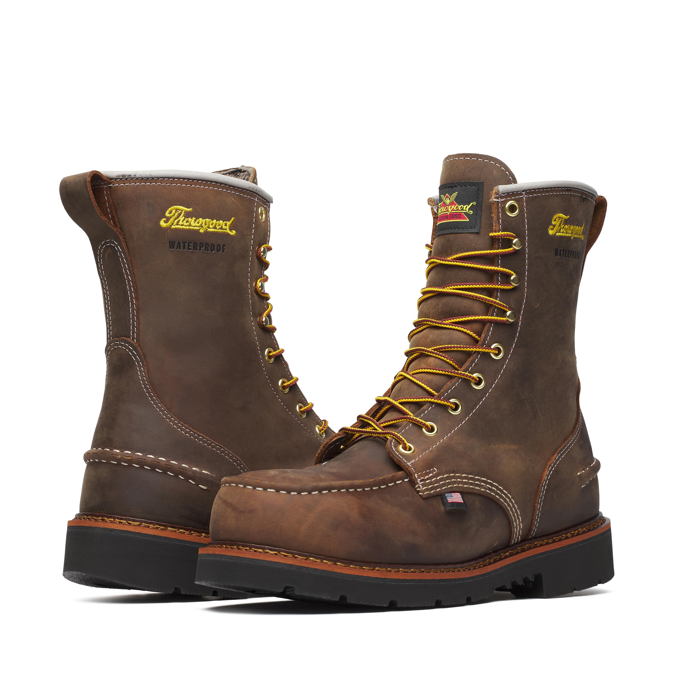 Thorogood 1957 Series 8” Waterproof Steel Toe Work Boots for Men - Full-Grain Leather with Moc Toe, Slip-Resistant Heel Outsole, and Comfort Insole; EH Rated, Crazy Horse - 11.5 D 3