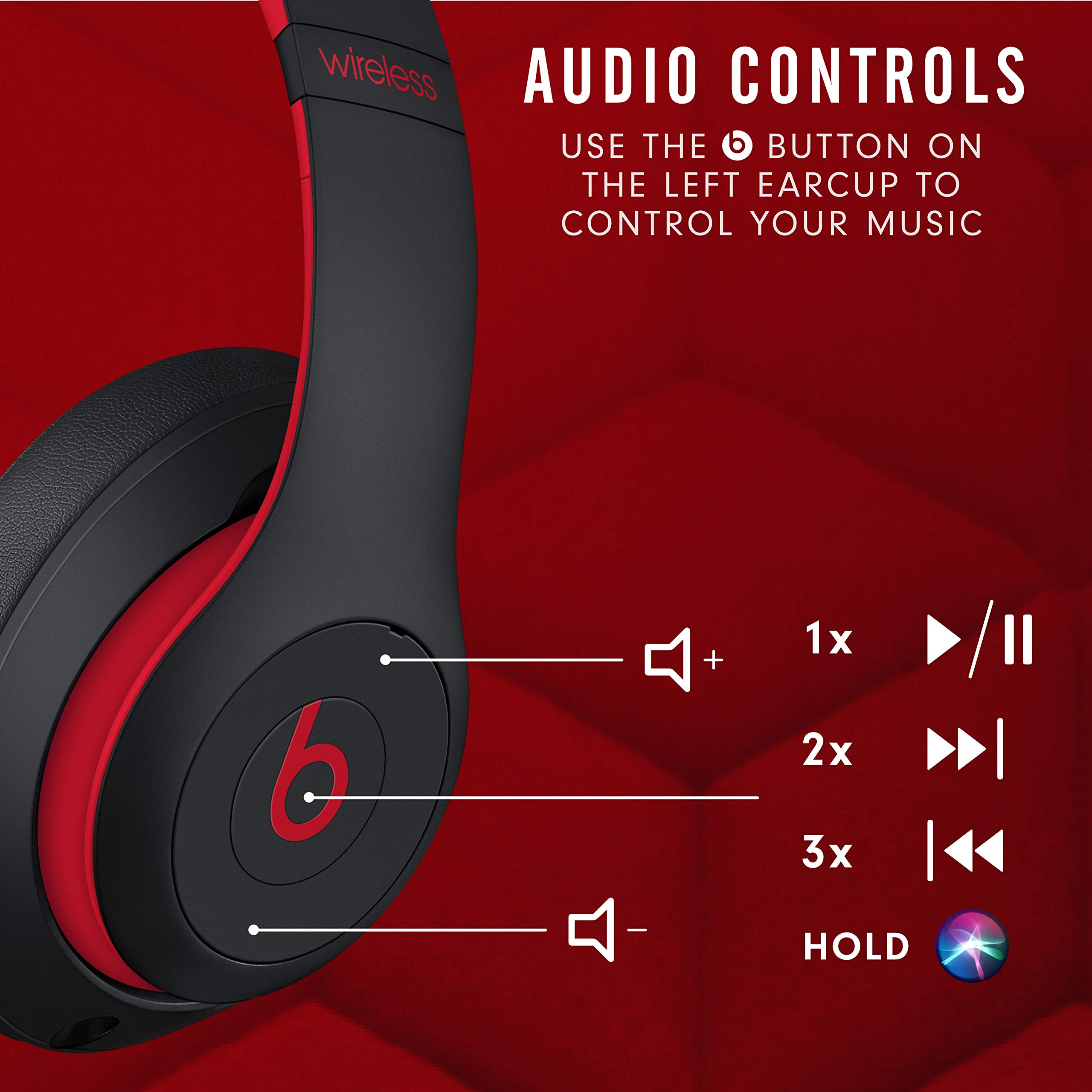 Beats Studio3 Decade Collection Wireless Over-Ear Headphones - Defiant Black/Red (Renewed) 6