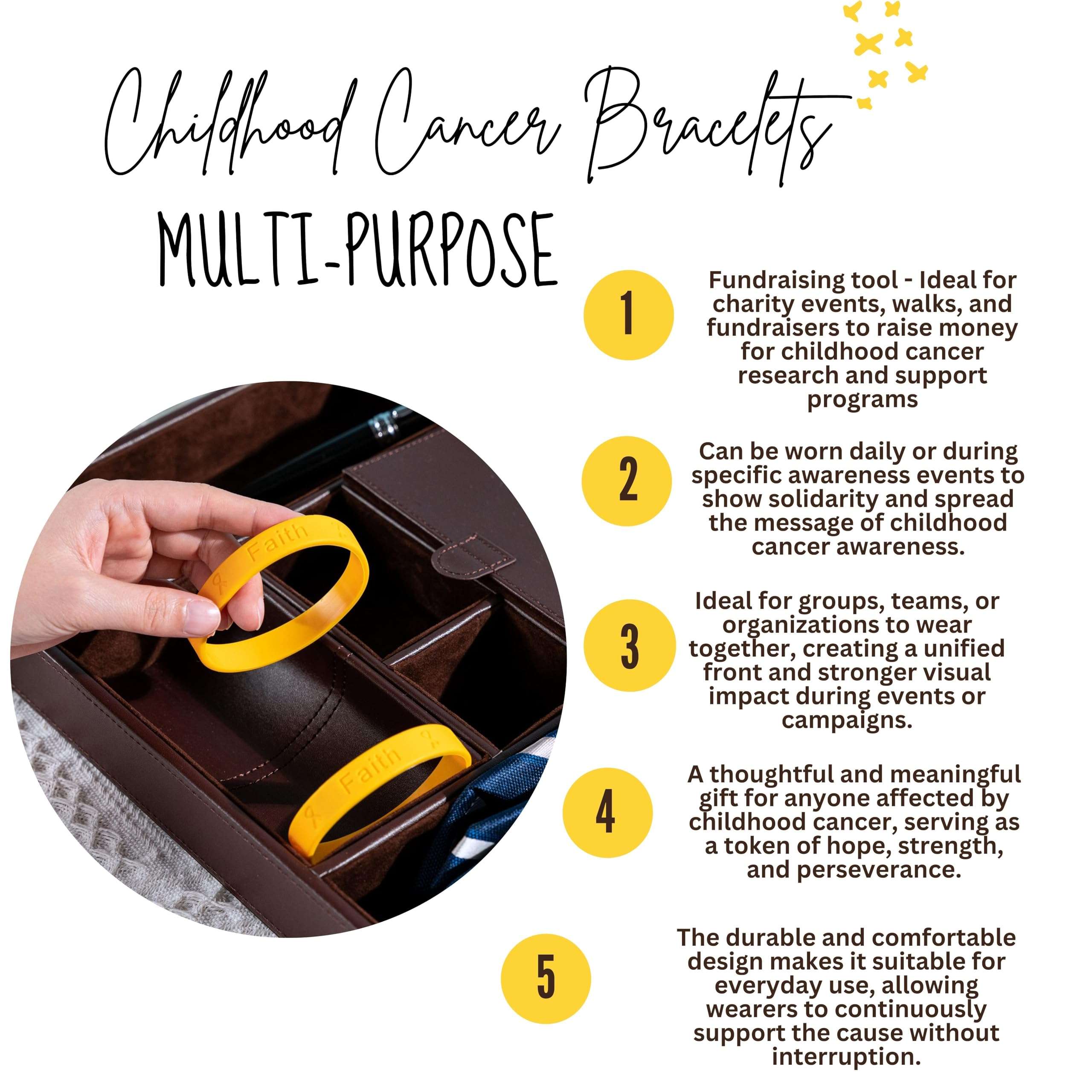 50 Pack Gold Awareness Silicone Bracelets - Inexpensive Gold Ribbon Rubber Wristbands for Childhood Cancer and Neuroblastoma Cancer Awareness & Fundraising 2