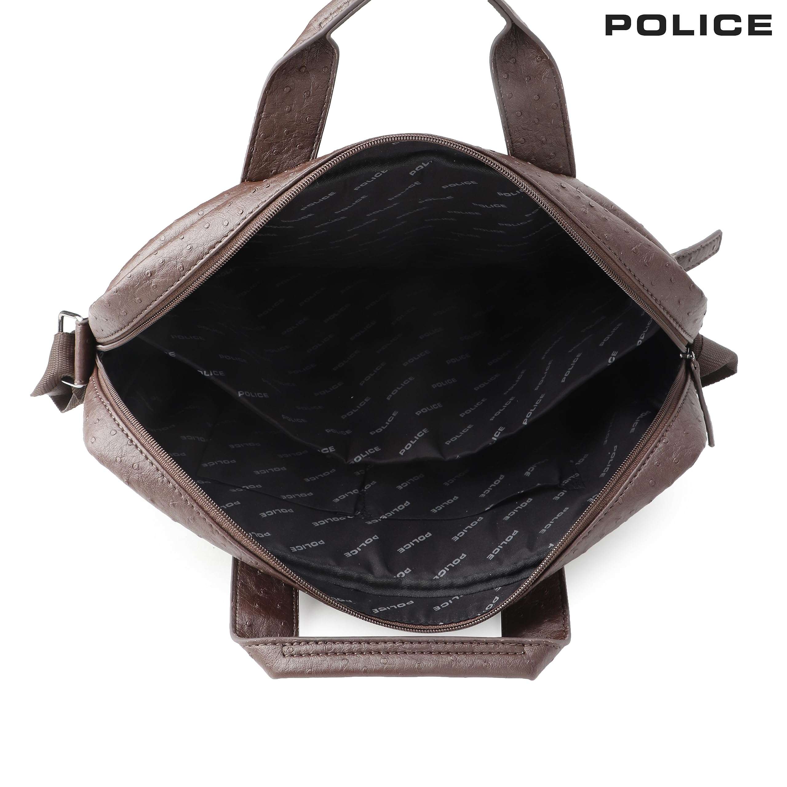 POLICE OSTRICH POLO 15 INCH BRIEFCASE-BROWN 5