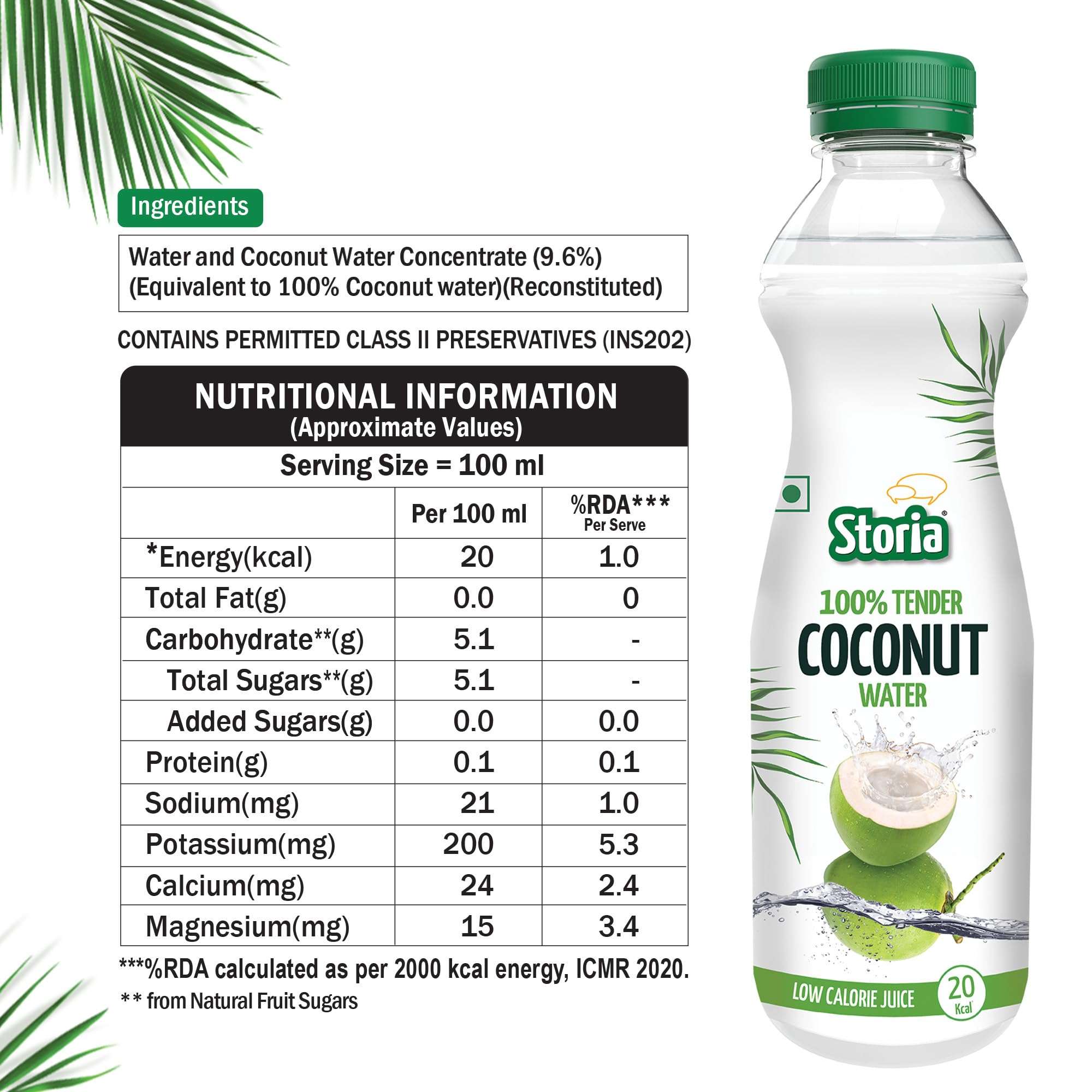 Storia 100% Tender Coconut Water- No Added Sugar - 1000 ml PET Bottle (Pack of 2) 2