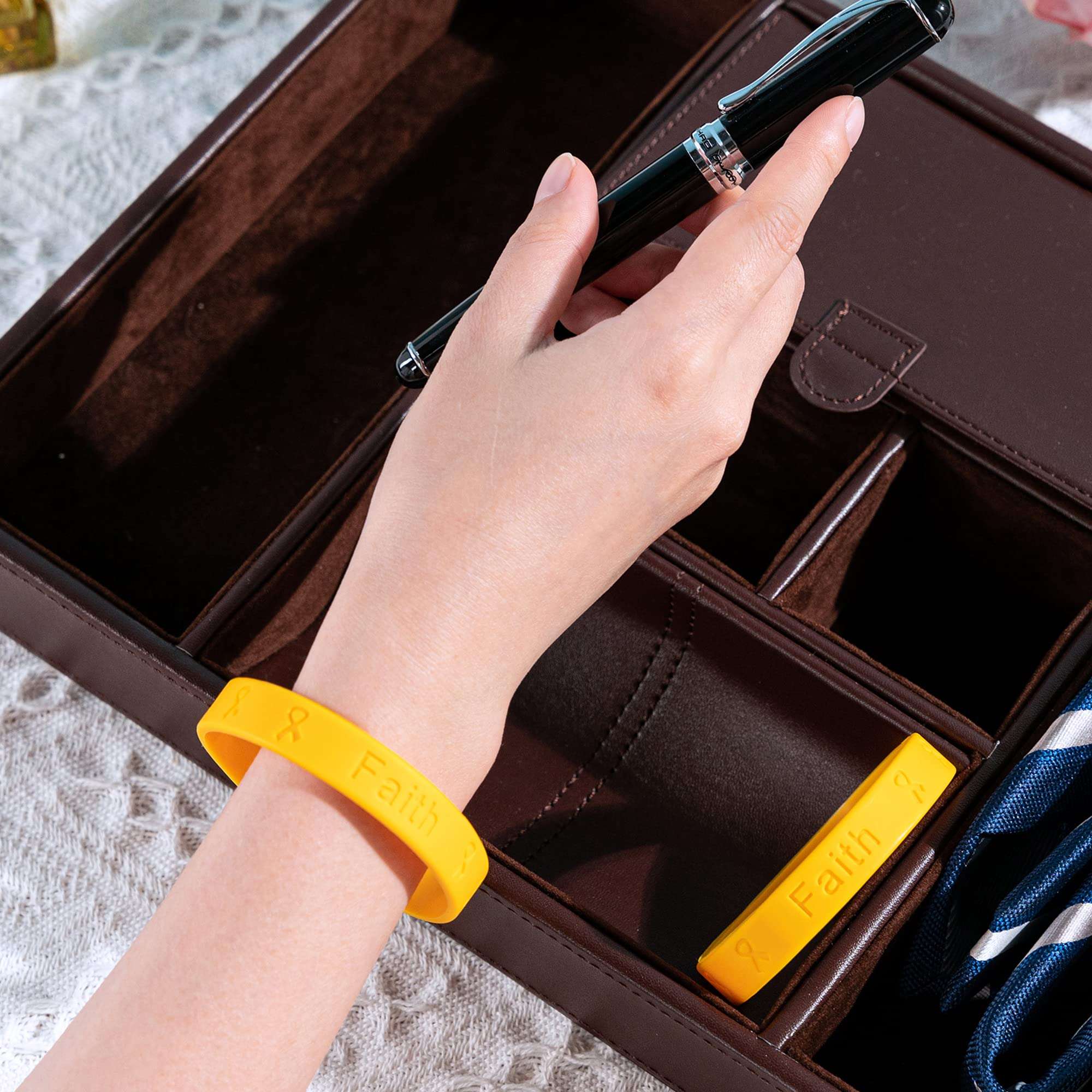 50 Pack Gold Awareness Silicone Bracelets - Inexpensive Gold Ribbon Rubber Wristbands for Childhood Cancer and Neuroblastoma Cancer Awareness & Fundraising 4