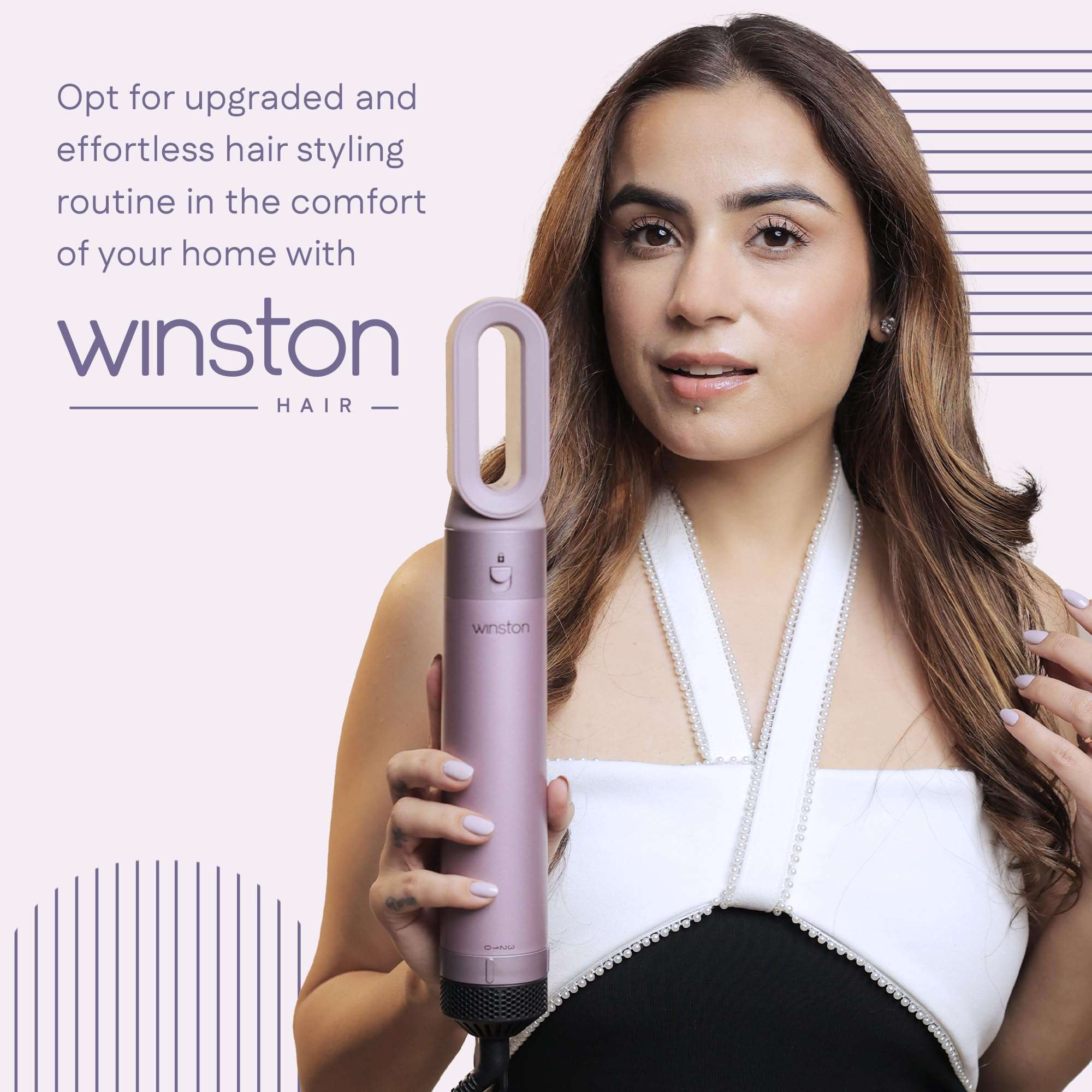 Winston 5-in-1 Hair Styling Blow Brush for Women - 1200W | Air Brush with Auto Wrap Curler, Hair Dryer, Straightening Brush & Curl Enhancer Suitable for All Hair Types (Purple) (Purple) 4