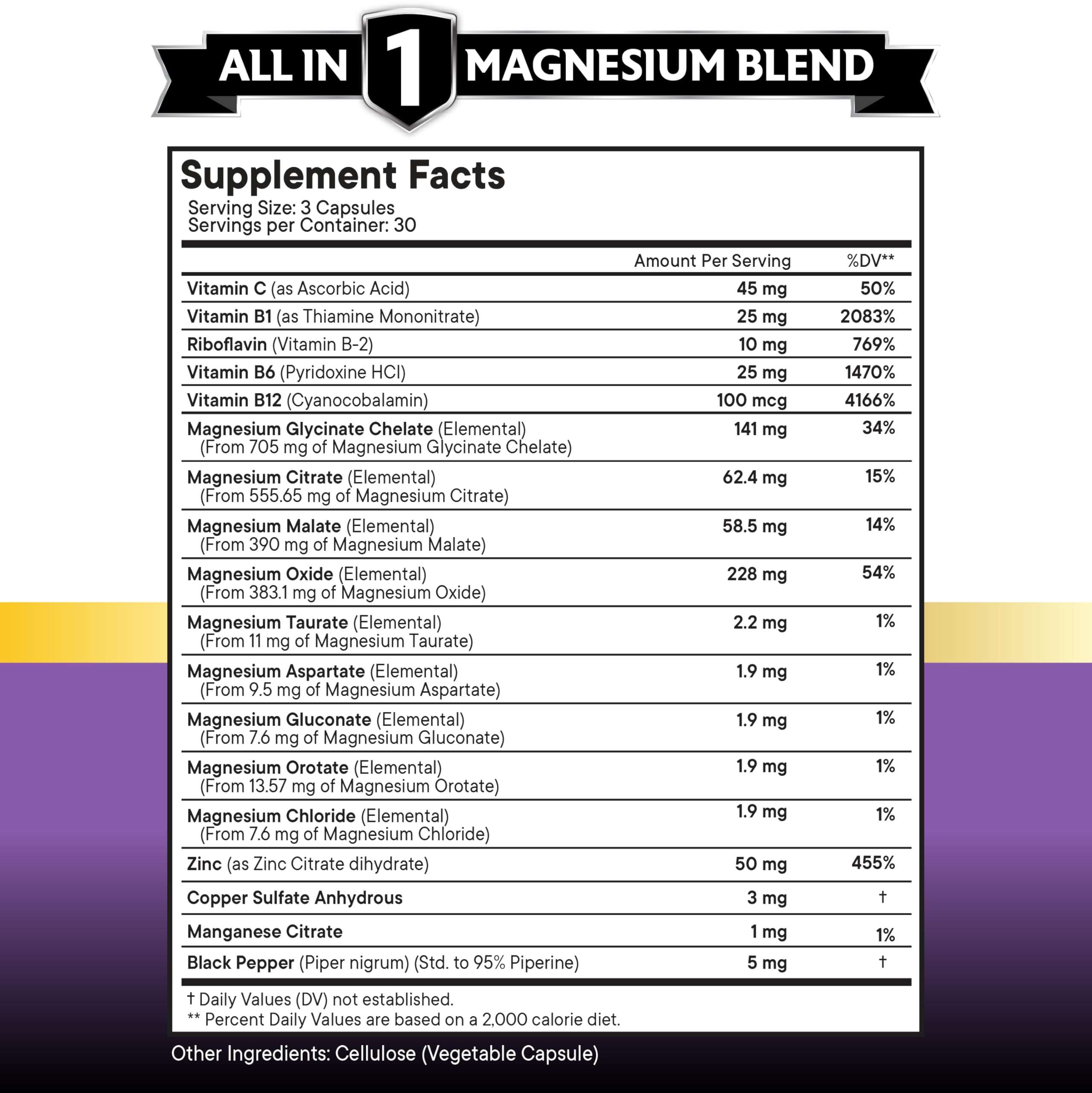 NEW AGE Magnesium Supplement -Powerful Glycinate Citrate Malate Oxide Taurate Aspartate Gluconate Orotate & Mag Chloride Manganese Bone Health and Bone Strength, Joint Support - 90 Count 3