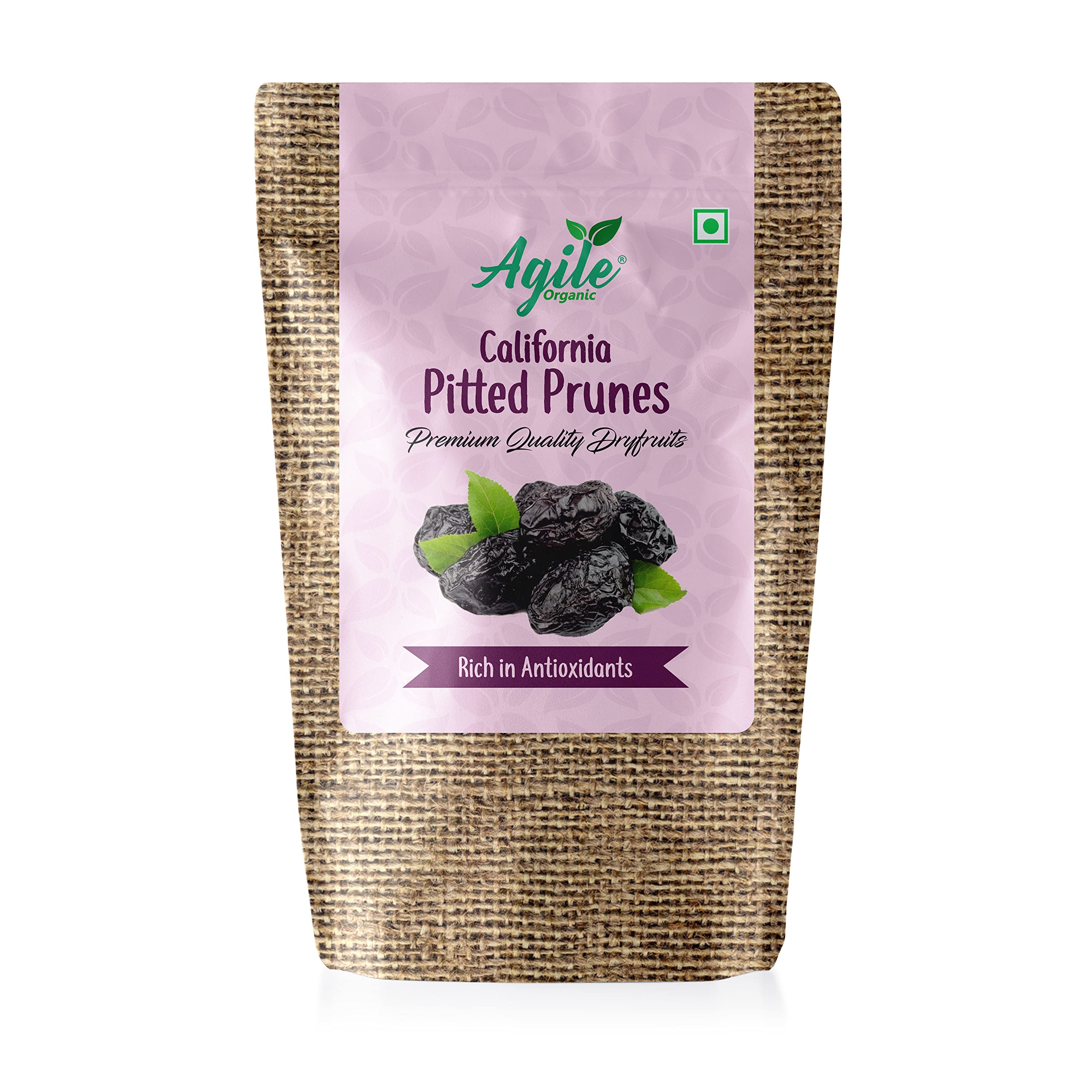 Agile Organic California Pitted Prunes - 1kg / 35.3oz | Imported Premium Dry Fruit | Unsweetened | 1 Kg Dried Plums | No Added Sugar | High in Fiber 1