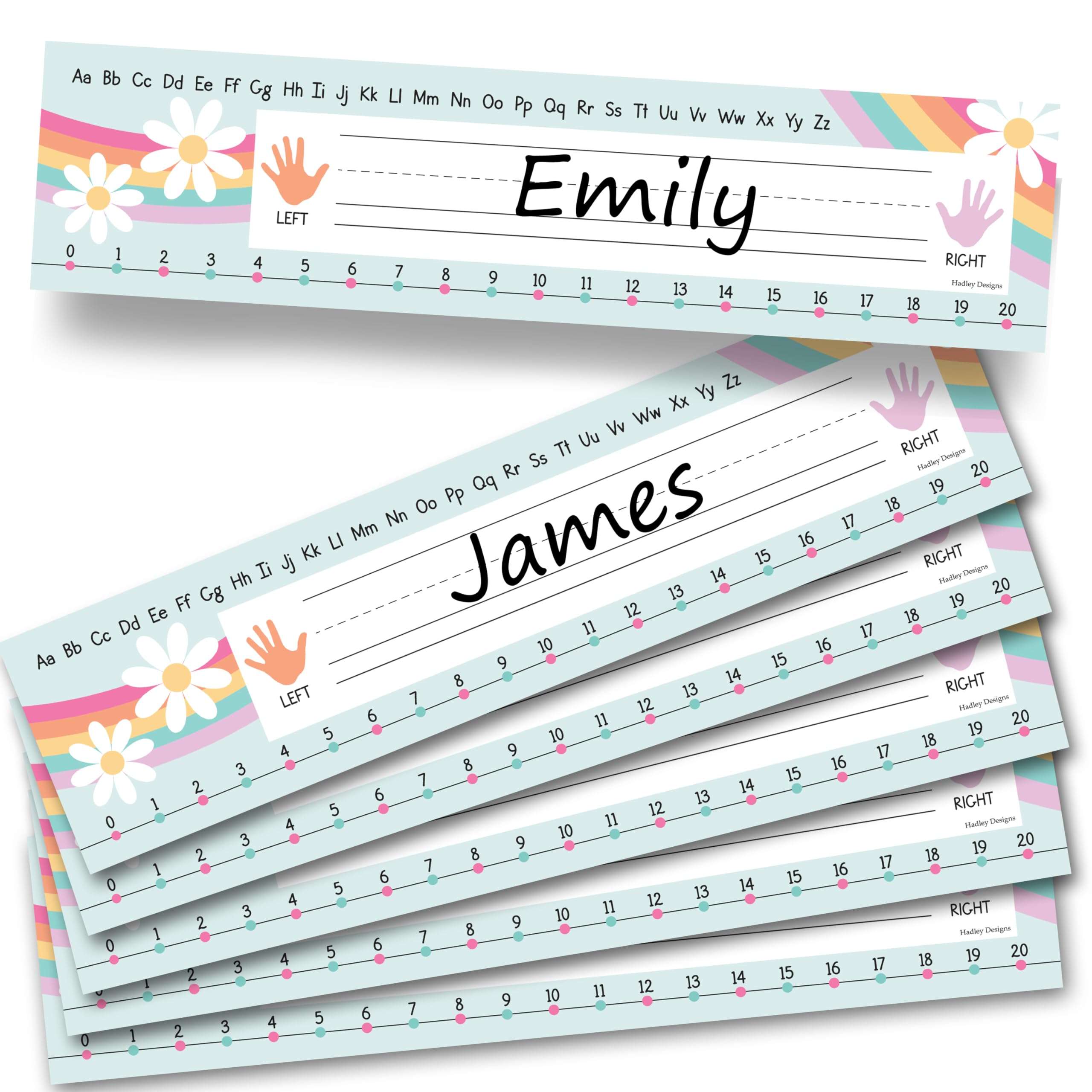 25 Retro Desk Name Plates for Classroom, 16 Kids Educational Posters for Toddlers - Alphabet Poster, Classroom Name Tags for Desk, Kindergarten Homeschool Supplies 3