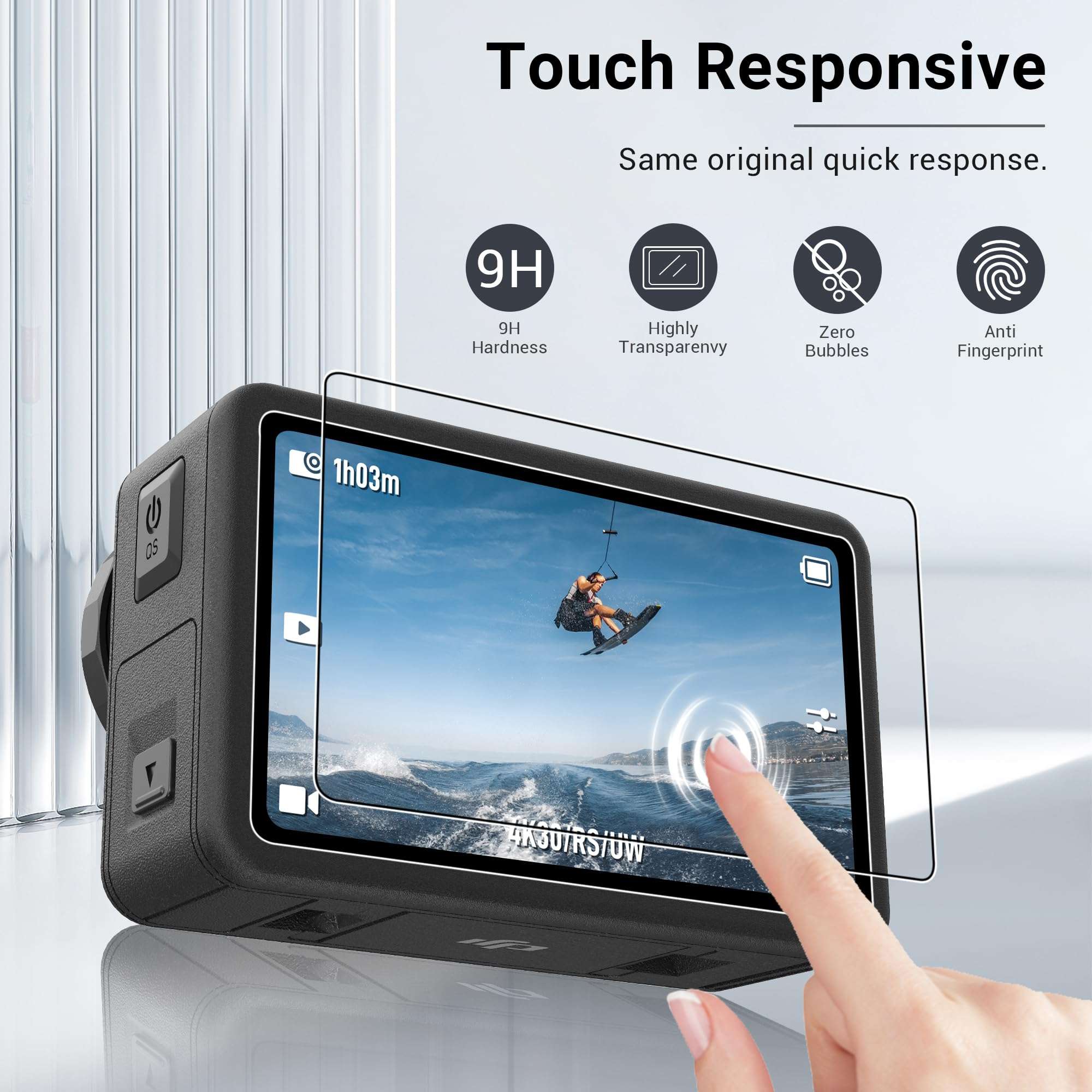 CYNOVA DJI Osmo Action 5 Pro Accessories Kit, Include DJI Osmo Action 5 Case, Action 5 Pro Screen Protector and Silicone Lens Cap, Anti-Scratch, Anti-Collision, Anti-Dust, All-Round Protection 4