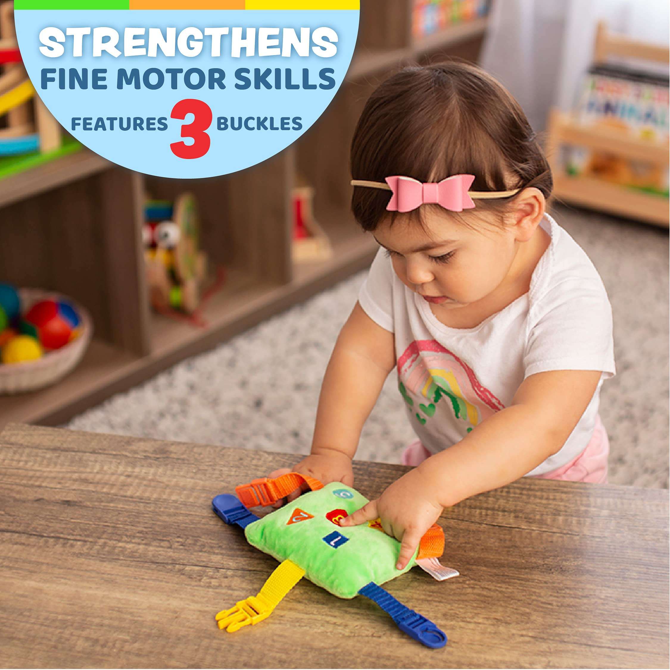 Buckle Toys - Mini Buster Square - Learning Activity Toy - Develop Fine Motor Skills - Sensory Travel Essential for Toddlers 1-3 2