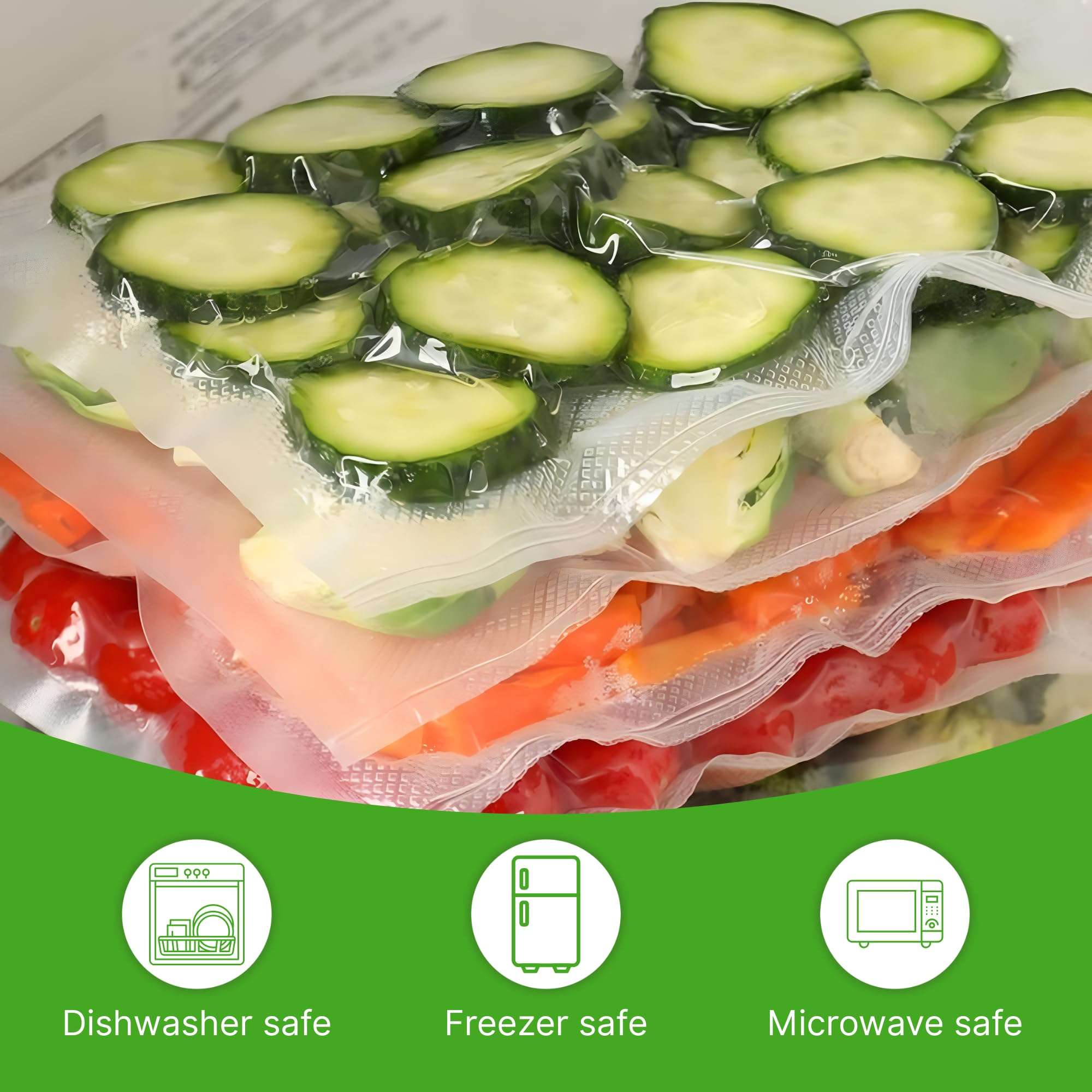 Vacuum sealer rolls 11 x 20 feet and 8 x 20 feet, 6 pack commercial grade food storage bag 6