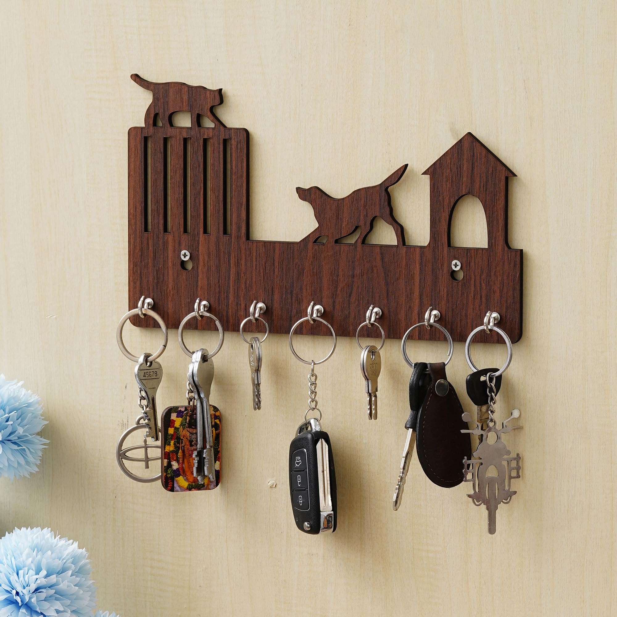 Webelkart Premium Cat Designer Wooden Key Chain Holder for Home and Living Room Decor| Key Holder for Home Decor Key Stand 3