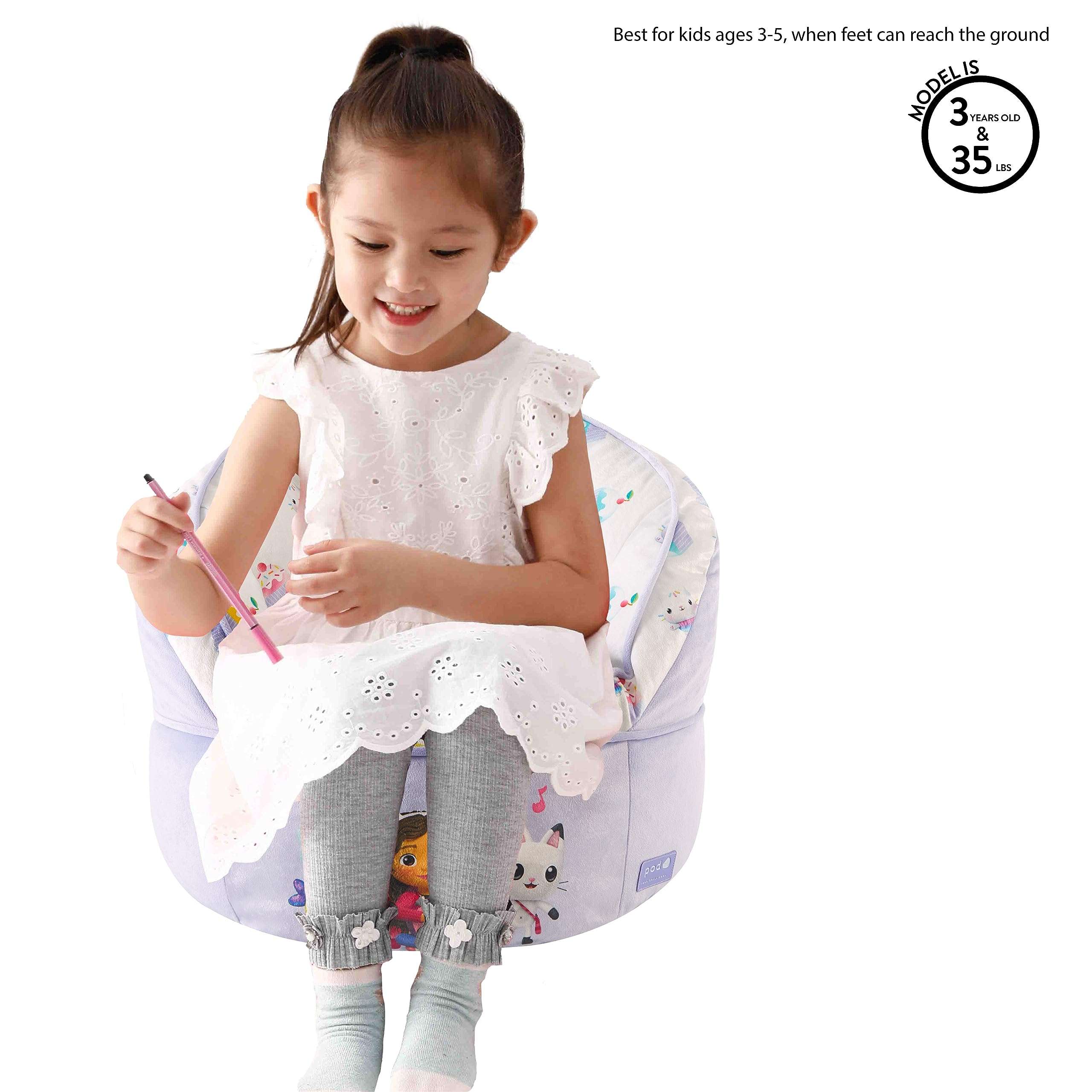 Idea Nuova Gabbys Dollhouse Purple Round Bean Bag Chair for Kids, Ages 3+, Large 6