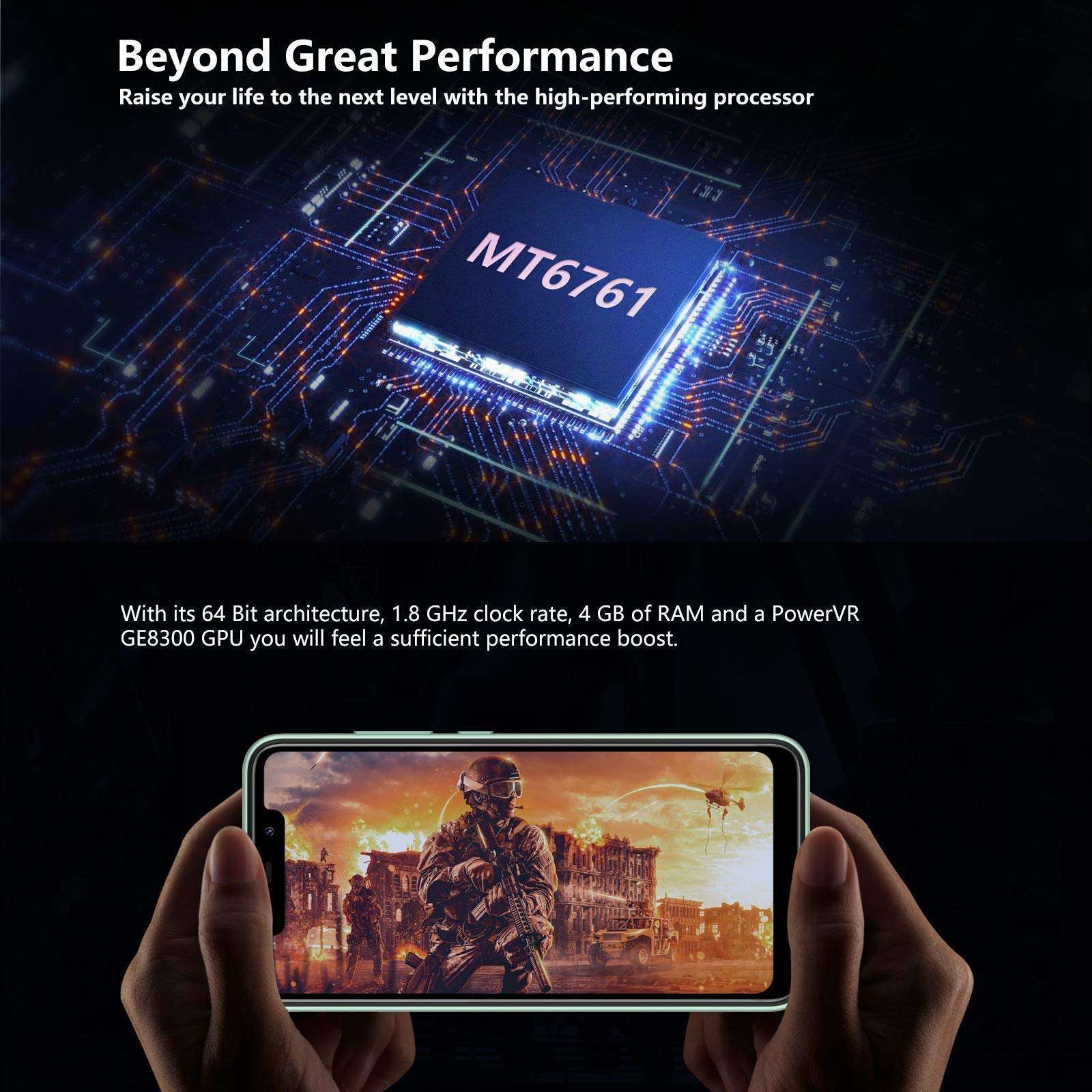 OUKITEL C22 Unlocked Cell Phone, 2021 Dual SIM Smartphone 5.86 Inch HD Screen+, 4GB+128GB Android 10 T-Mobile, Rear 3 Camera Face/Fingerprint ID(Black) 5