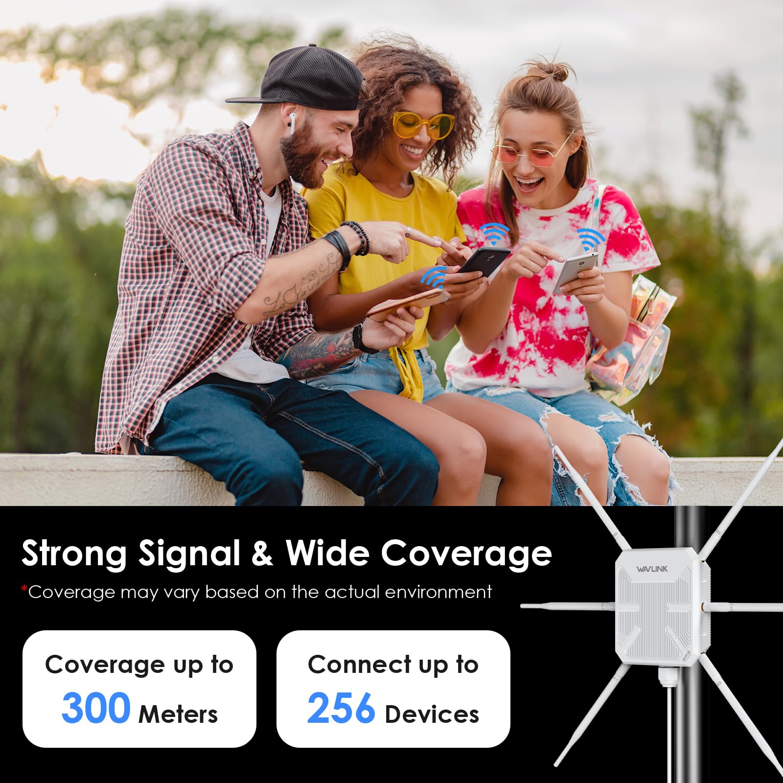 WAVLINK AX3000 WiFi 6 Outdoor Access Point with PoE, 2024 Dual Band 2.4G+5G Long Range Outdoor WiFi Mesh Extender, 6x7dBi High-gain Antennas, IP67 Weatherproof, WiFi Signal Booster Amplifier 5