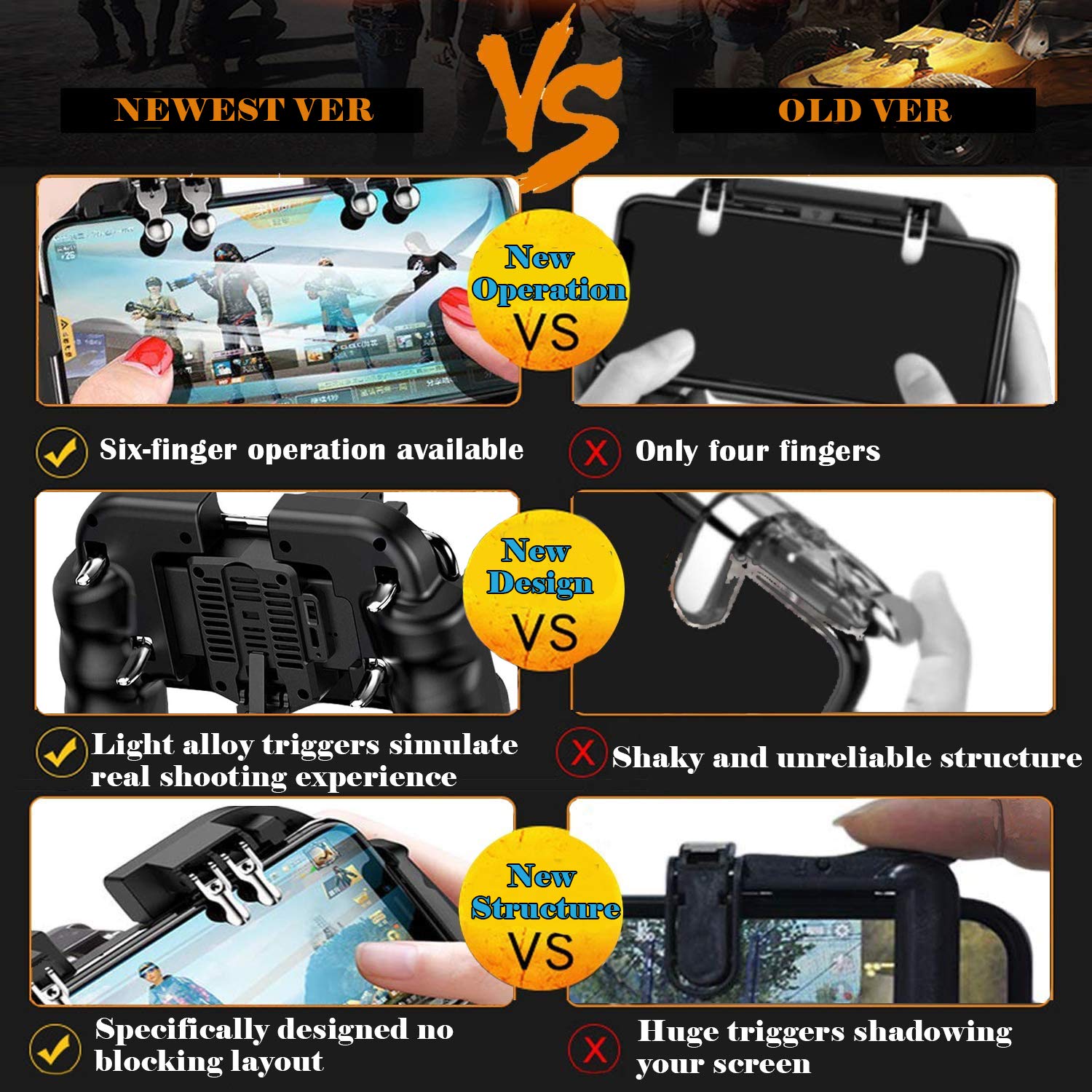 Mobile Game Controller with Cooling Fan/Phone Holder, Phone Gamepad for PUBG/Fortnite/Call of Duty, Tomoda L1R1 Mobile Triggers for 4.7”-6.5” iOS Android Phones 2