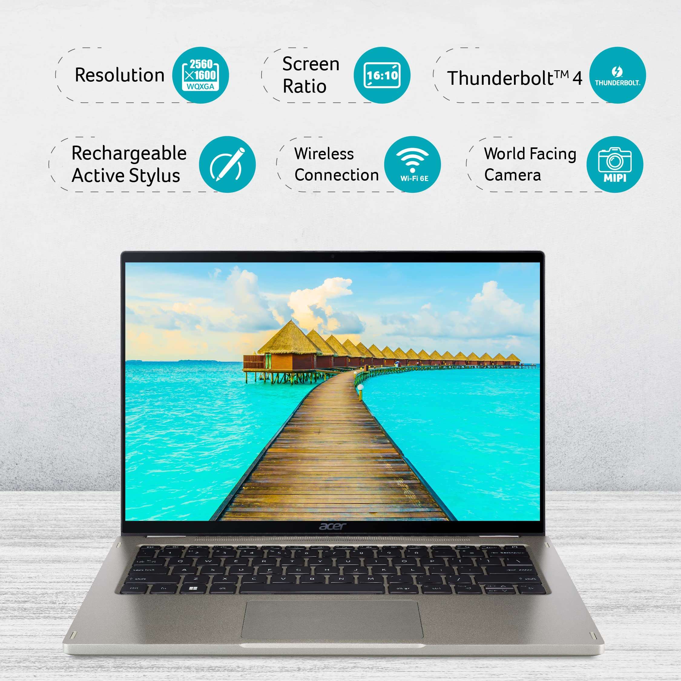 Acer Spin 5 (2 in 1) Professional Laptop with Active Stylus Pen (12th Gen Intel Core i7/16GB RAM/1 TB SSD/Windows 11 Home/MS Office/Fingerprint Reader) SP514-51N with 35.6 cm (14 inches), 1.3 KG 4