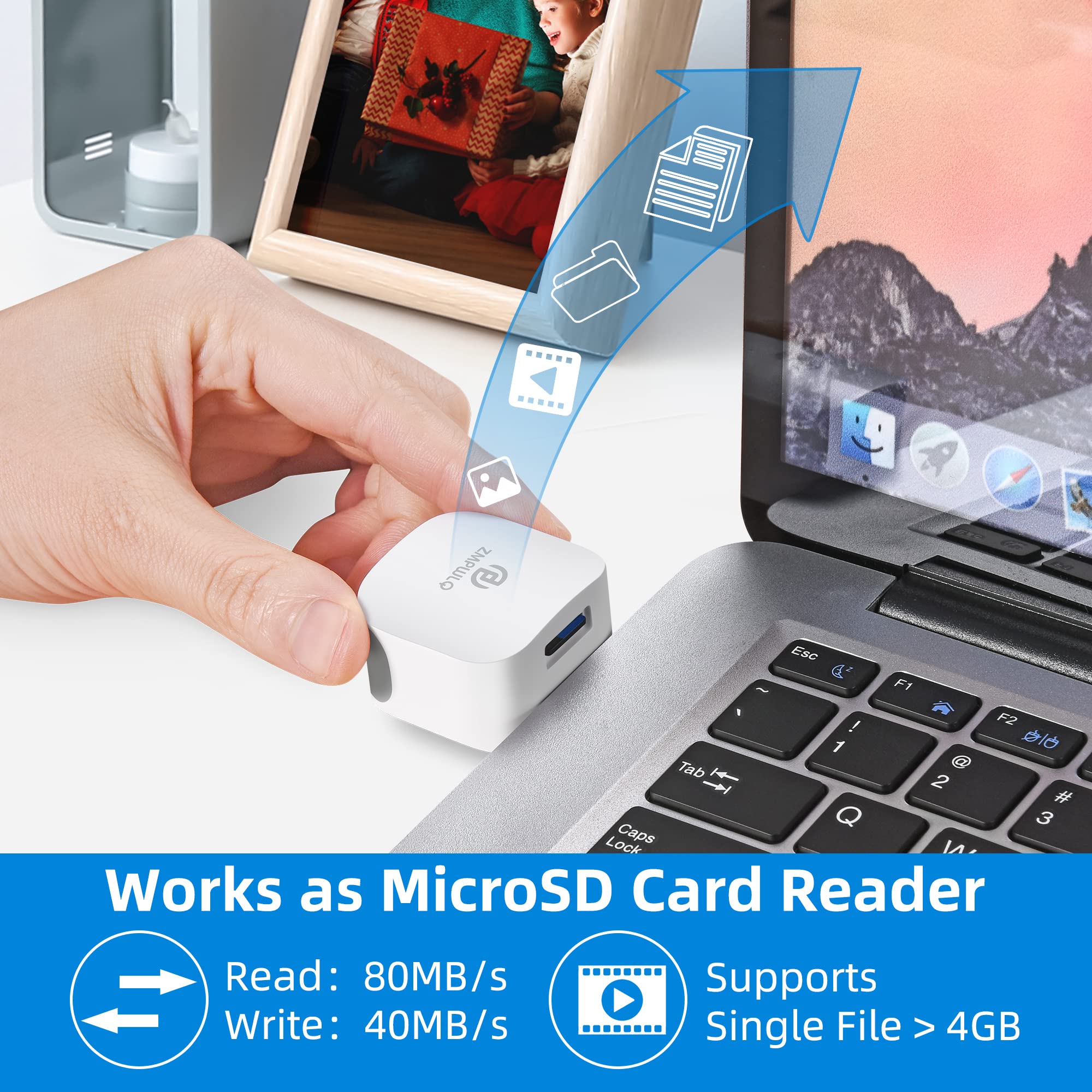 PL ZMPWLQ Auto Backup Adapter 256GB|Photo Stick| Photo & Video Backup Storage| Data Cube for Phone Pictures| Backup Flash Drive| external storage device| transfer photo device| for iPhone/iPad/Android 5