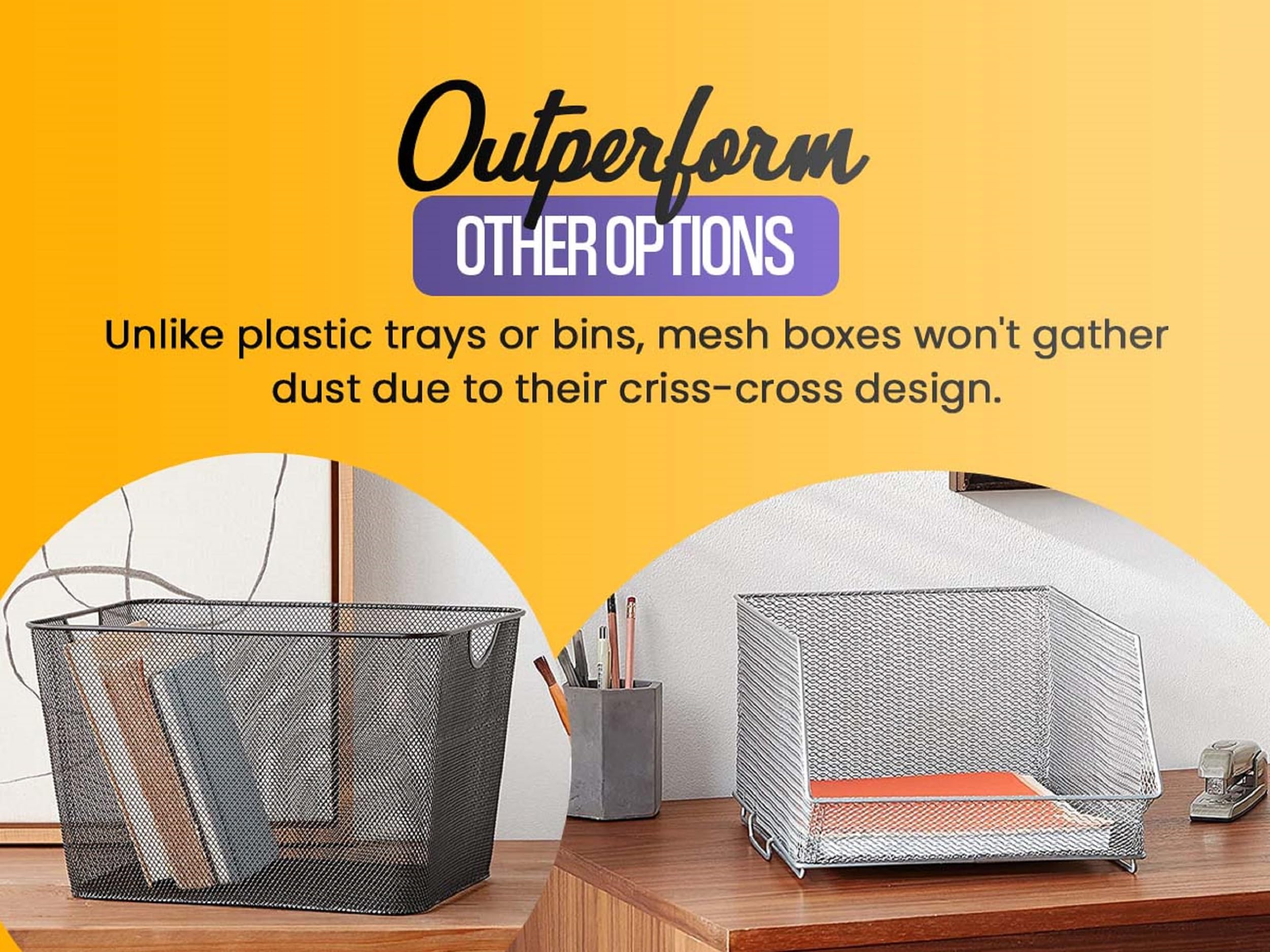 YBM Home Wire Mesh Kitchen Storage Basket Organizer for Organizing Household Pantry and Kitchen Cabinets - Multipurpose Wire Storage Baskets for Home, Dorm Room, Garage, Black - 6 Pack 4