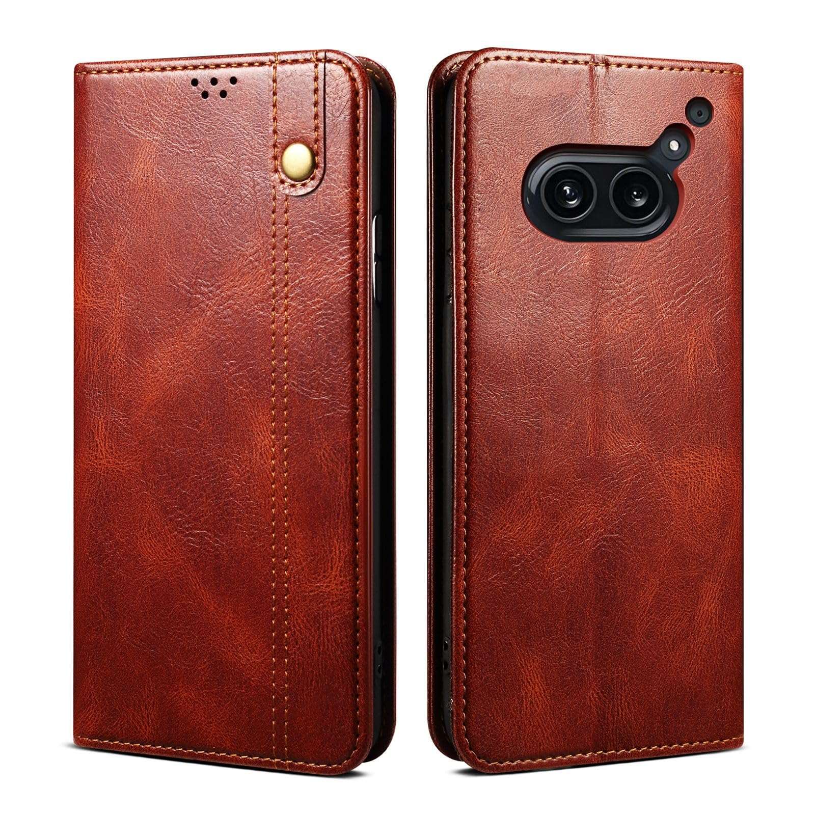 Bepak® Flip Cover for Nothing Phone 2a Flexible Pouch | Soft Leather | Magnetic Closure | Card and Money Pockets Wallet & Viewing Stand - Brown 1