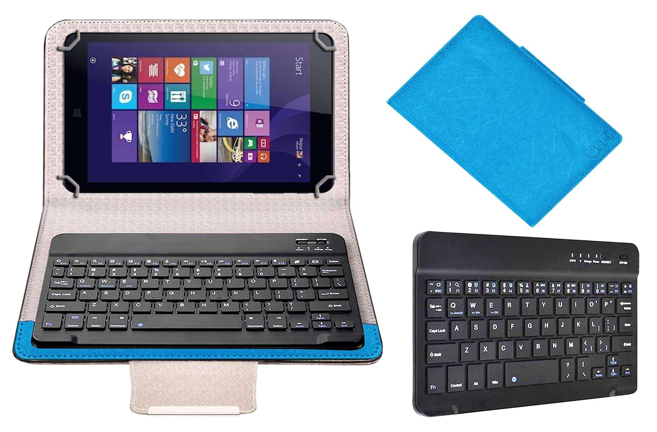 ACM Bluetooth Keyboard Case Compatible with Iball Slide Wq32 Tablet Flip Cover Stand Study Gaming Blue 1