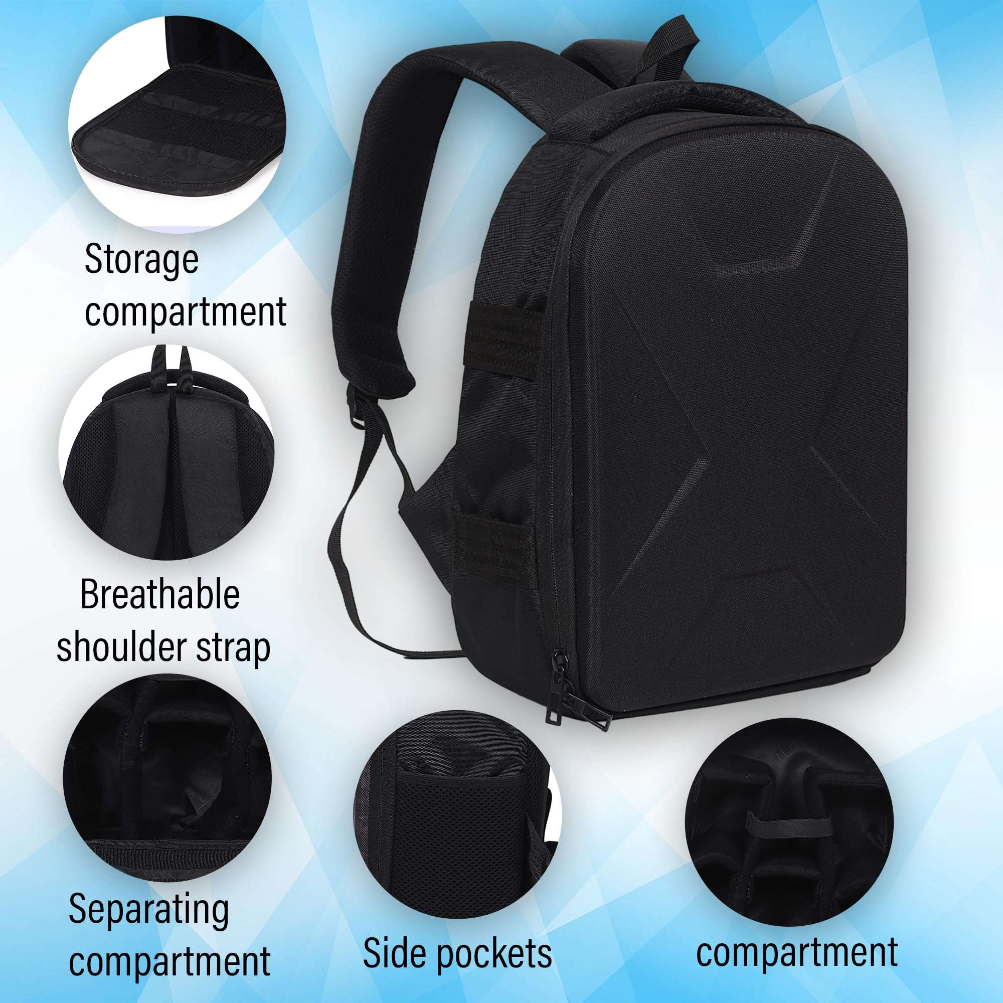 Unigear HardShell Professional Camera Backpack Bag for DSLR/SLR Mirrorless Camera, Photography Backpack for Men Women Photographers, Compatible with Canon Nikon Sony Digital Lens (Black) 6