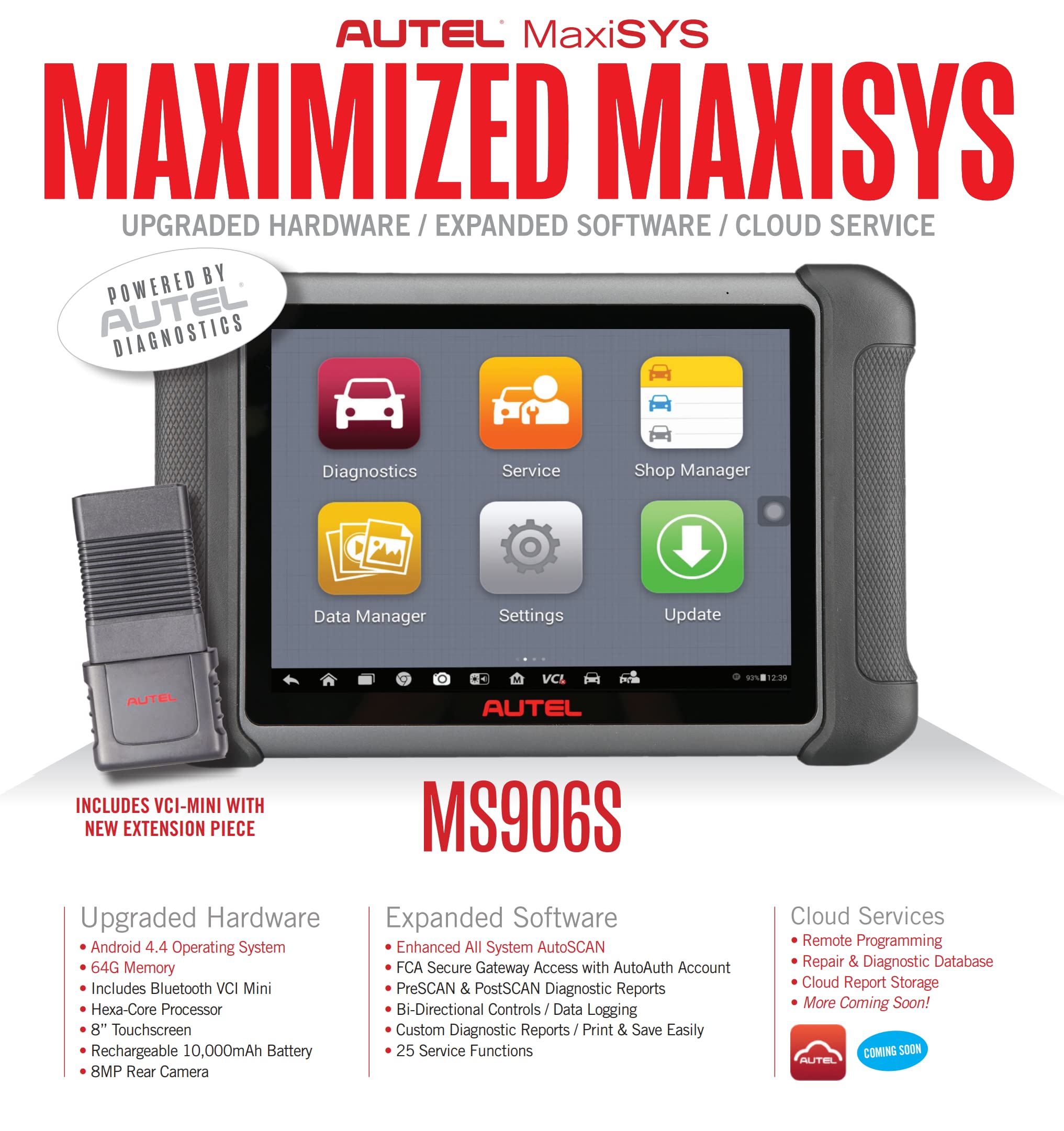 Autel MaxiSys MS906S Vehicle Diagnostic Tablet, Version Advanced MS906 MS906BT MK900BT Wireless OBD2 Scanner, 31+ Service Functions, Compatible with BT506 MV108 6