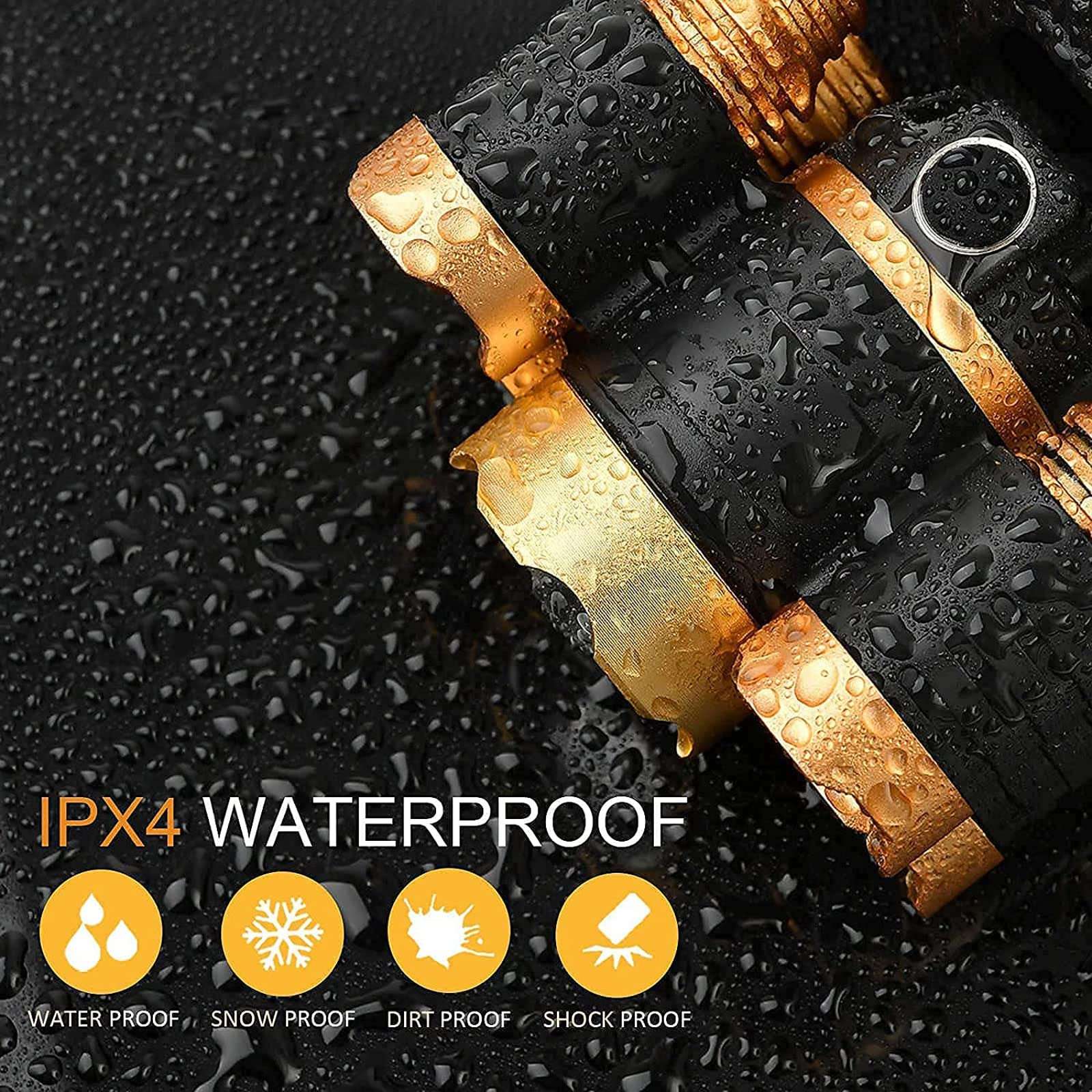 JIMEJV USB Rechargeable Headlamp 12000 Lumen Ultra Bright LED Work Headlight, 4 Modes Waterproof Head Lamp Best Headlamps for Adults, Camping, Outdoors & Hard Hat Work Zoomable Headlight (Gold) 5