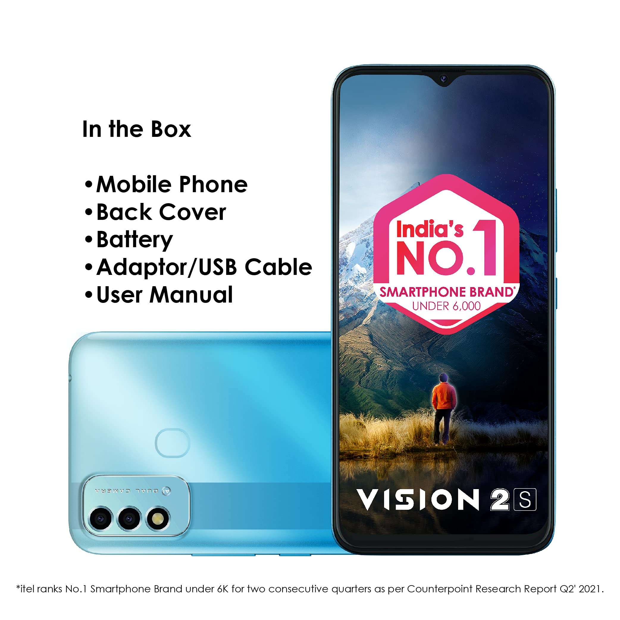 itel Vision2S (Deep Blue, 6.52'' HD+, 5000mAh Battery, 2GB RAM 32GB ROM, 8MP AI Dual Camera) (P651L) 5