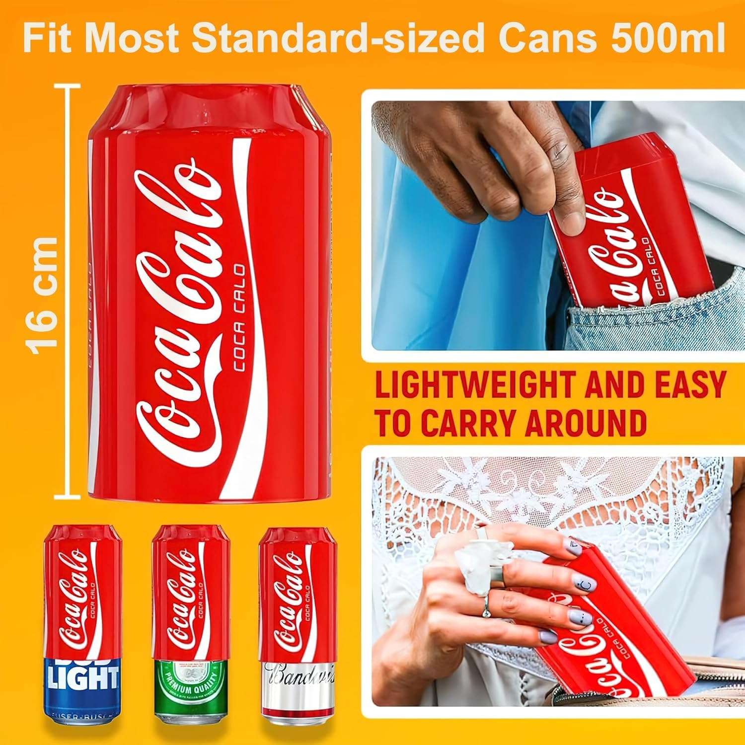 Shop Stoppers Silicone Beer Can Sleeves (Set of 3) for Hiding Drinks – Reusable, Flexible & Portable Tin Covers for Beer, Soda, Soft Drink & Other Drink Cans - 3 Pcs Fake Soda Can Cover fit for 500ML 5