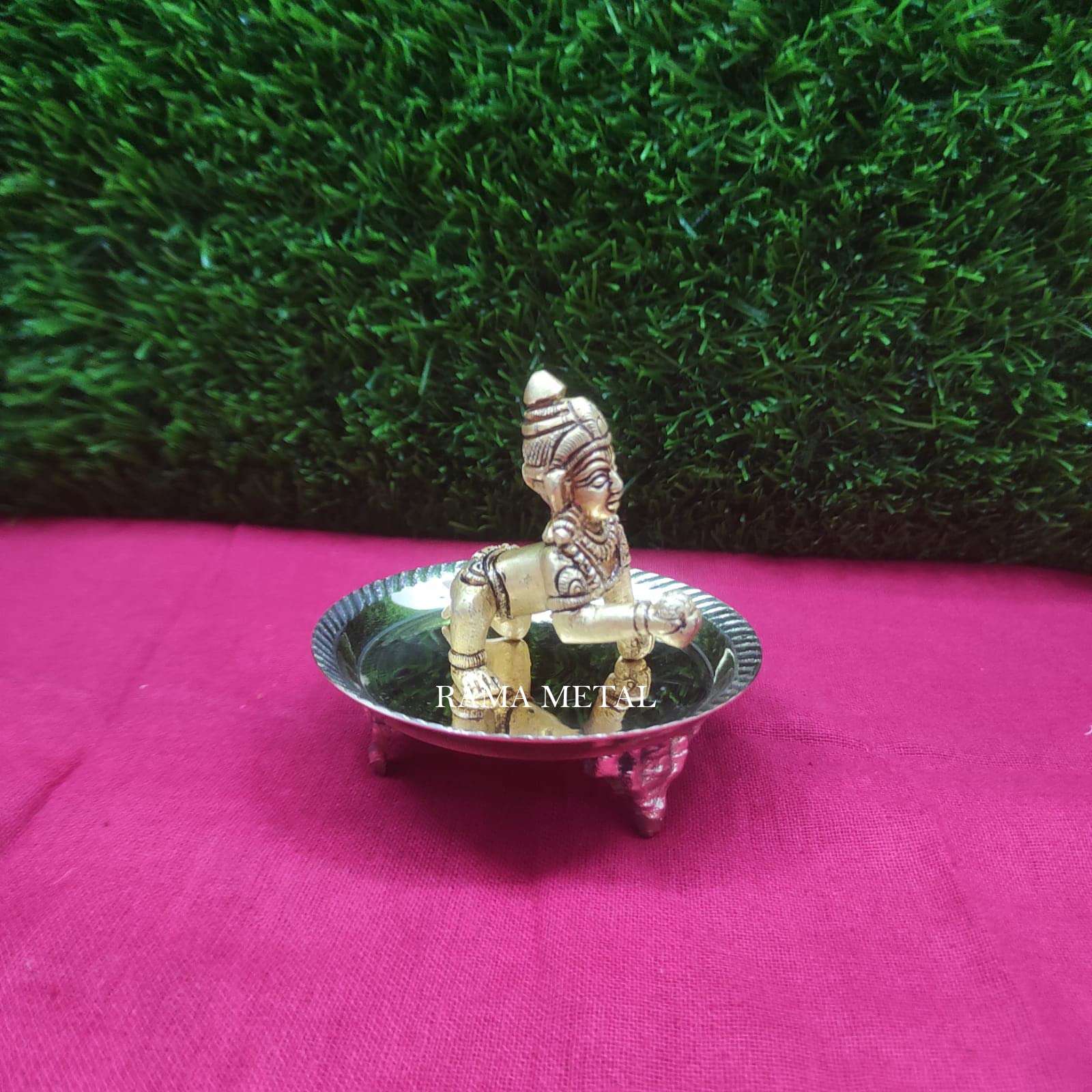 RAMA METAL Brass LADDU Krishna Statue | Brass Child Krishna Idol 3